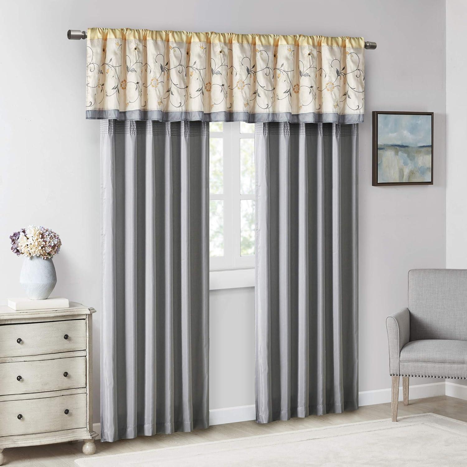 Madison Park Serene Embroidered Single Curtain Panel