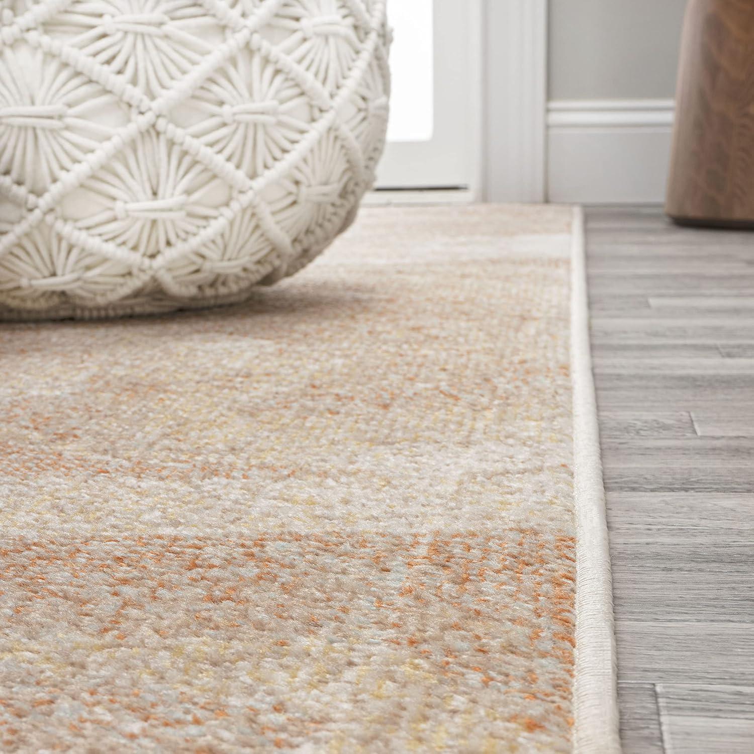 3' x 5' Petalo Abstract Two-Tone Modern Area Rug, Orange/Beige/Cream - JONATHAN Y