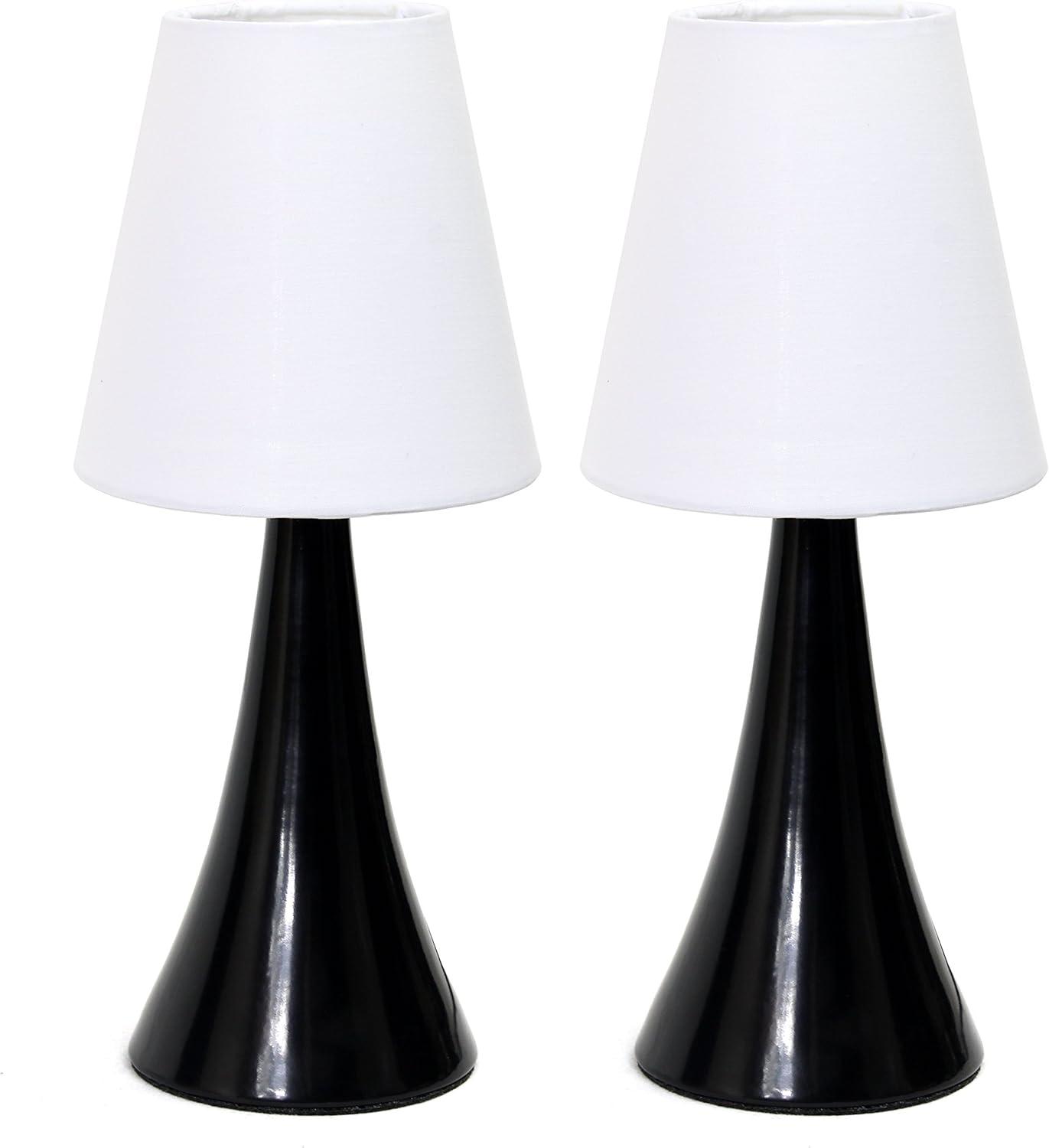 Simple Designs Set of 2 Valencia Mini Touch Table Lamps with Fabric Shades