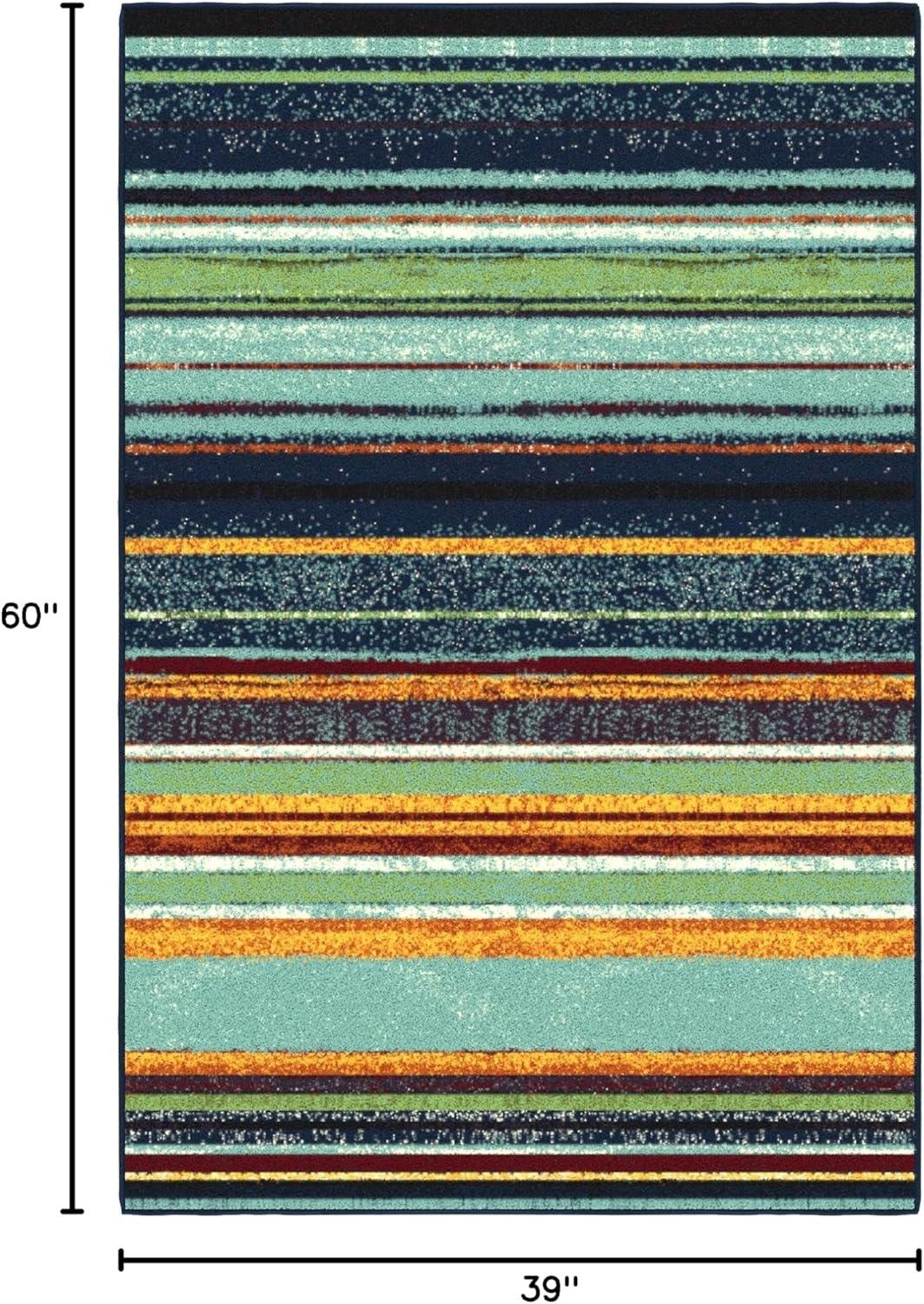 Machine Washable Non-Slip Vintage Striped Area Rug For Living Room, Hallway Runner, Entryway Rug