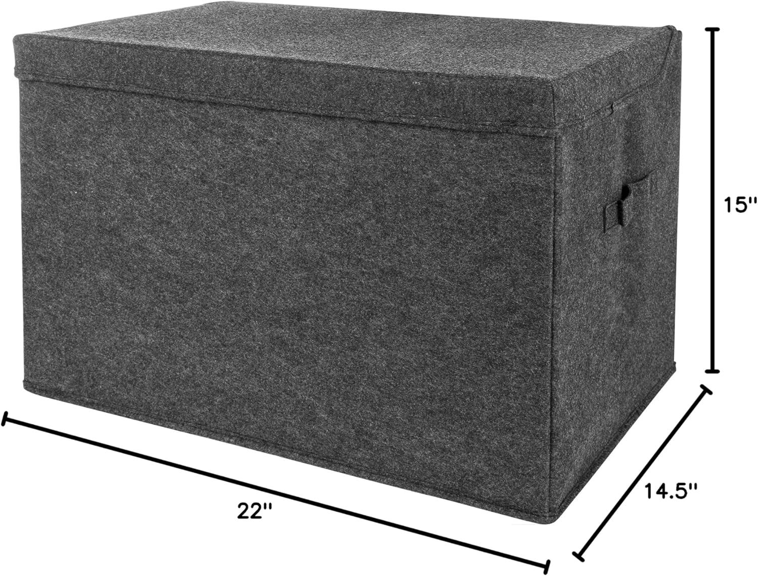 Sammy & Lou Kids' Felt Toy Chest, Toy Storage Box, Charcoal Gray