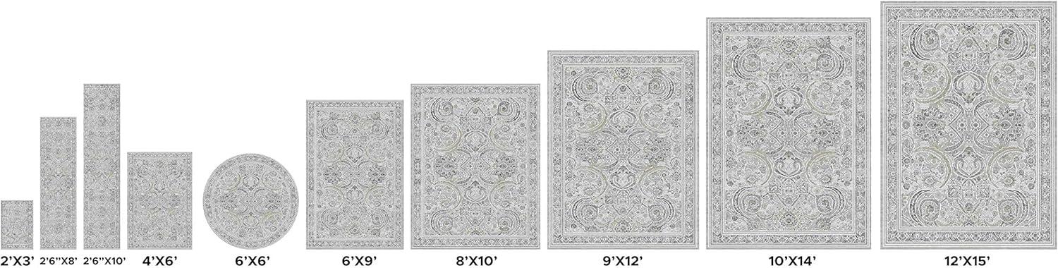 Pasargad Amadeus Power Loom Oriental Area Rug in Ivory/Gray