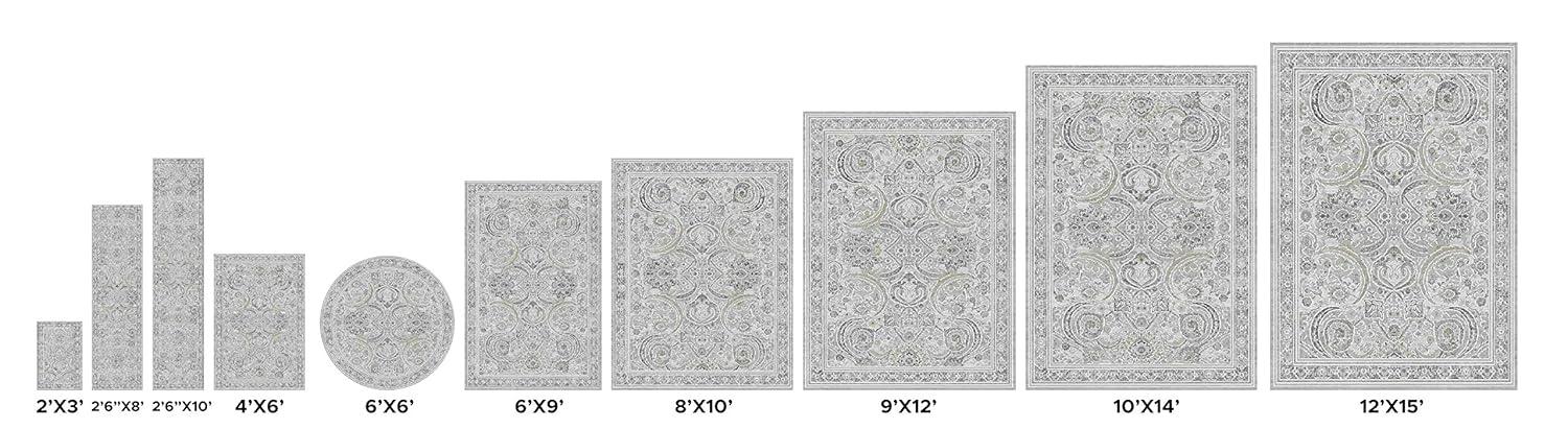 Pasargad Amadeus Power Loom Oriental Area Rug in Ivory/Gray