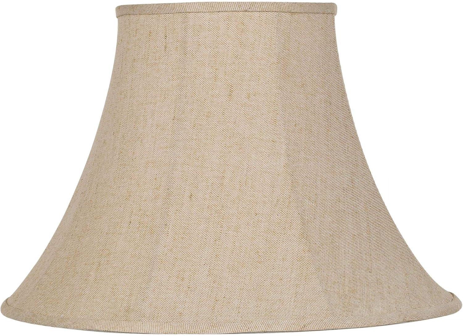 Springcrest Beige Linen Large Bell Lamp Shade 9" Top x 19" Bottom x 12.5" High (Spider) Replacement with Harp and Finial