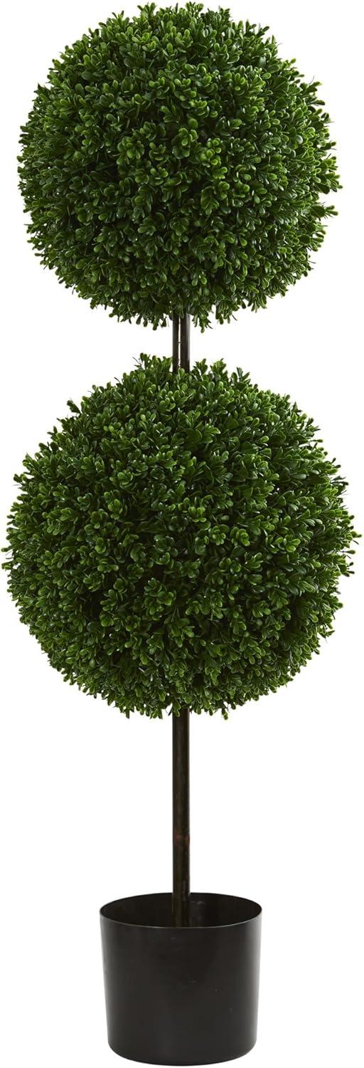 3.5ft Boxwood Double Ball Artificial Topiary Tree - Nearly Natural: UV-Resistant, Indoor/Outdoor Decor