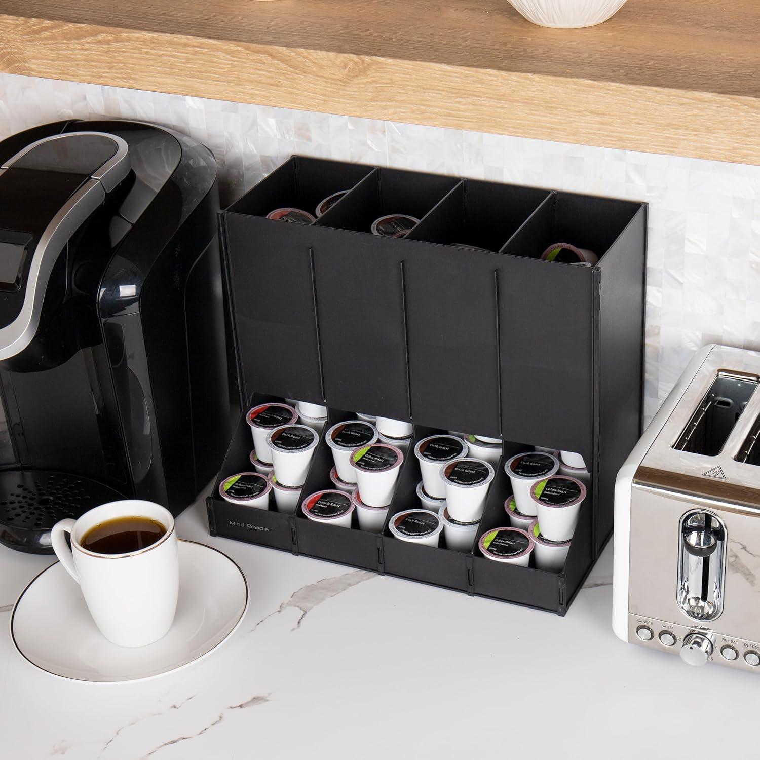 Black Heavy-Duty Plastic 4-Compartment Coffee Pod Dispenser