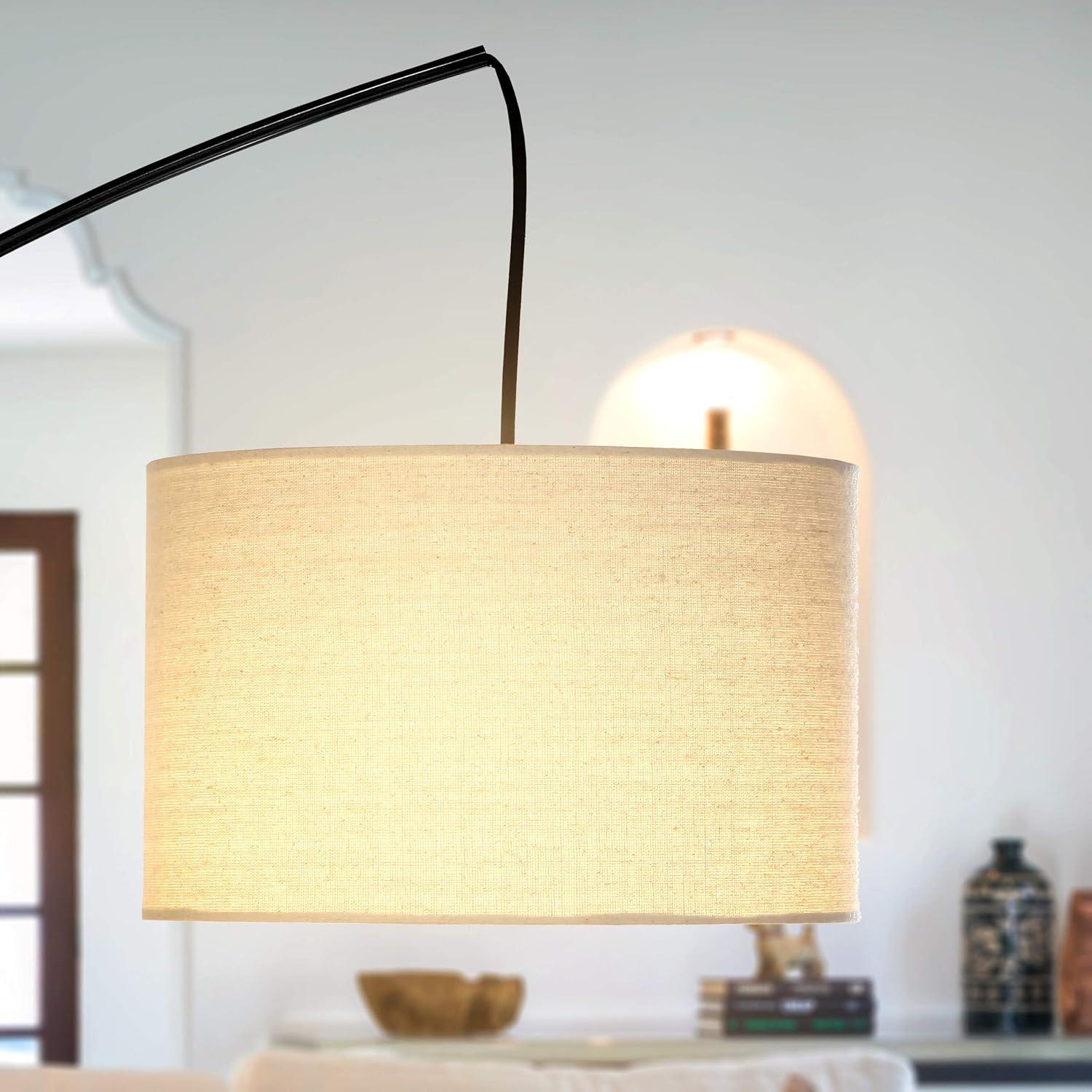 Trilage 84 in. Mid-Century Modern 3-Light Adjustable LED Floor Lamp with 3 Fabric Drum Shades