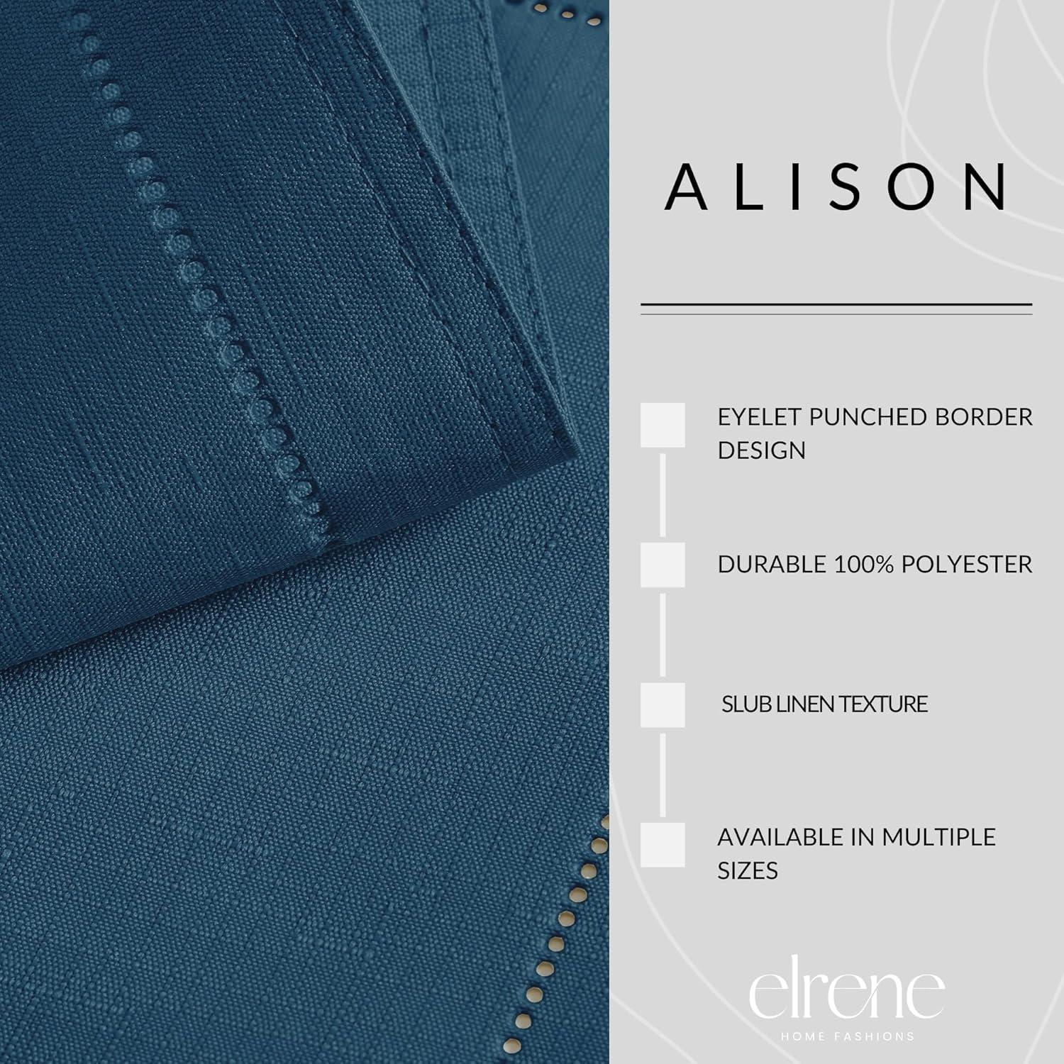 Alison Eyelet Punched Border Fabric Tablecloth - 52" x 52" Square - Copen Blue - Elrene Home Fashions