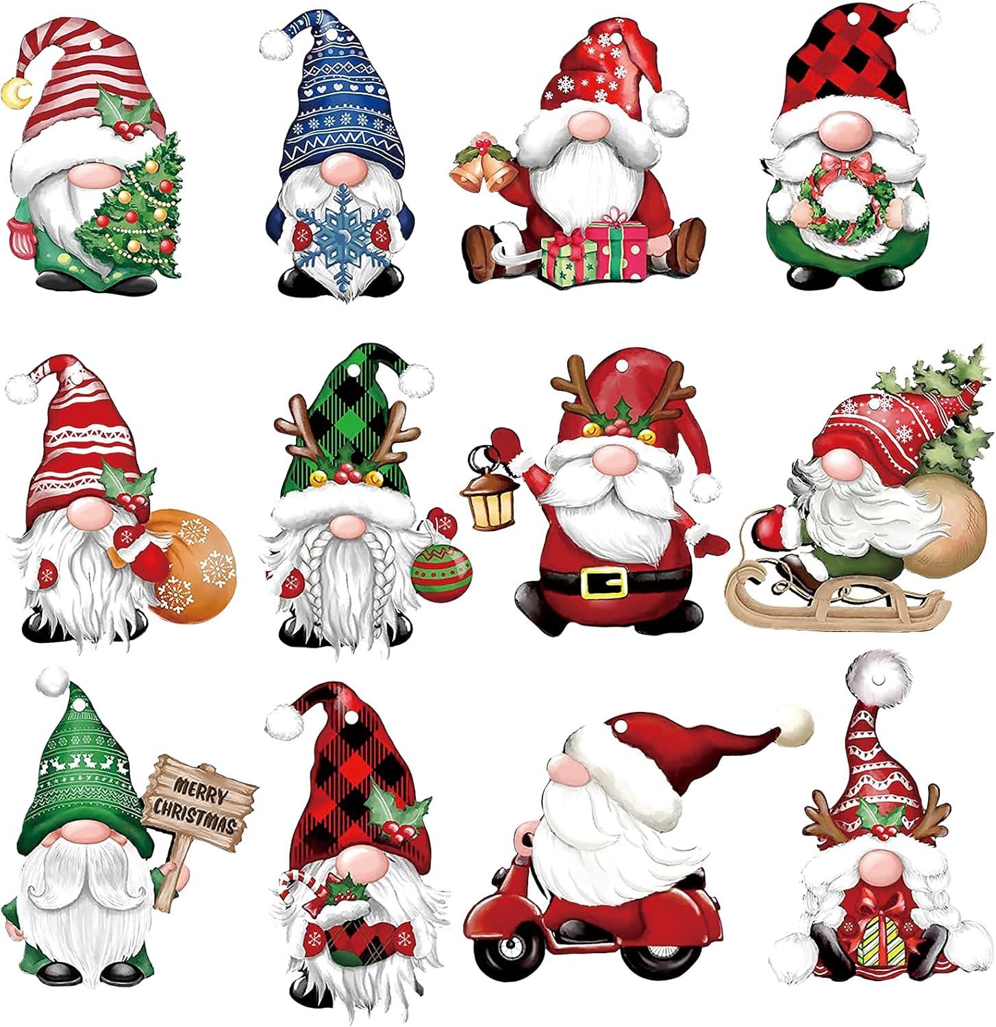 dajkiuy Clearance 24pcs Christmas Gnome Wooden Hanging Ornaments,Wood Hanging Decor for Christmas Tree Decorations Gnome Santa Doll Hanging Craft Holiday Party Supplies