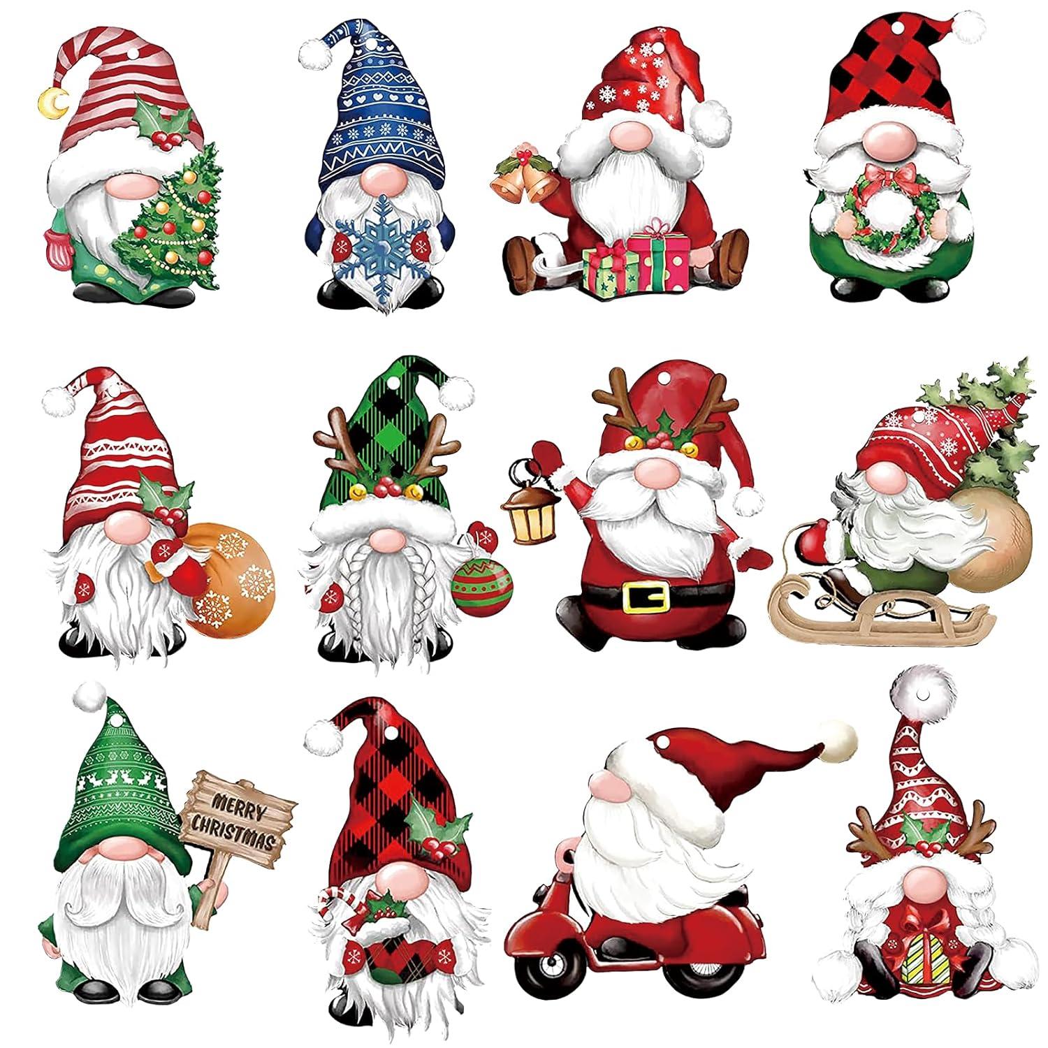 dajkiuy Clearance 24pcs Christmas Gnome Wooden Hanging Ornaments,Wood Hanging Decor for Christmas Tree Decorations Gnome Santa Doll Hanging Craft Holiday Party Supplies