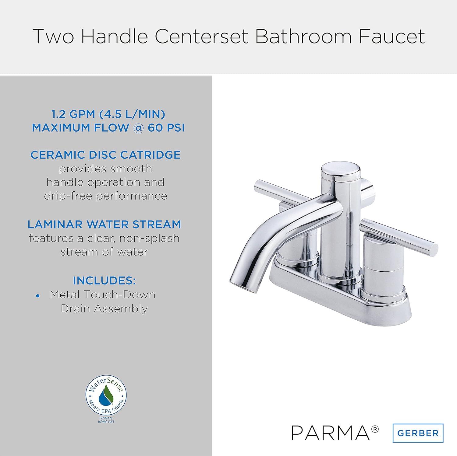 Danze Parma Two Handle Centerset Bathroom Faucet, Chrome