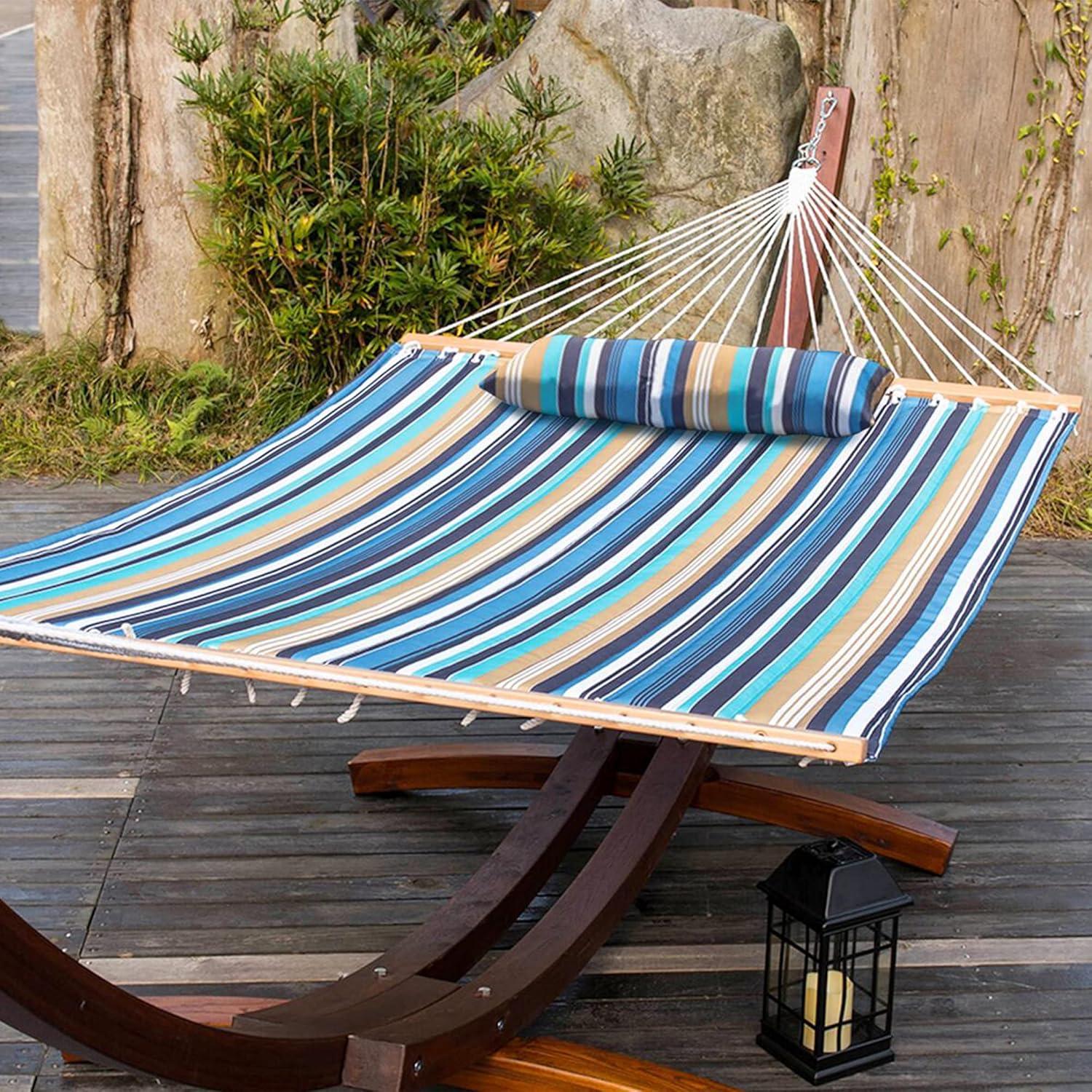 Beaches Stripes Quilted Double Hammock with Pillow