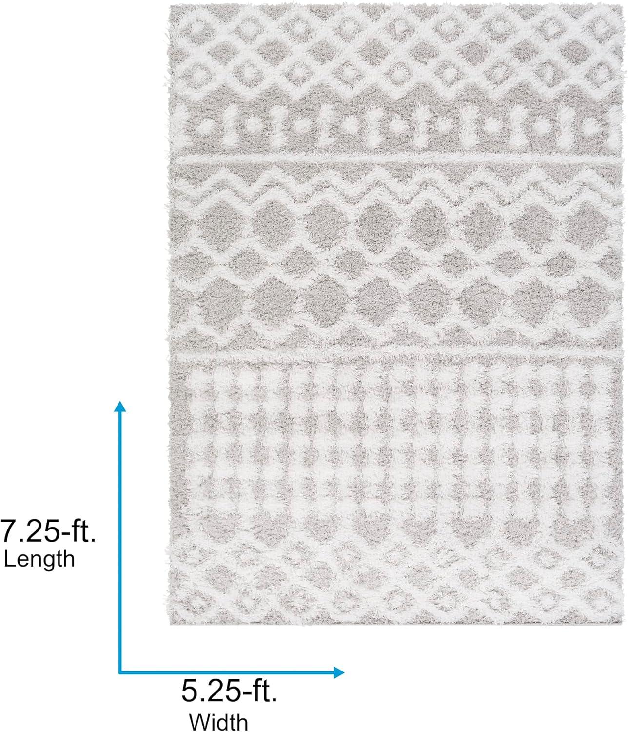 Livabliss Urban Shag Global Moroccan Area Rug,5'3" x 7'3",Light Grey