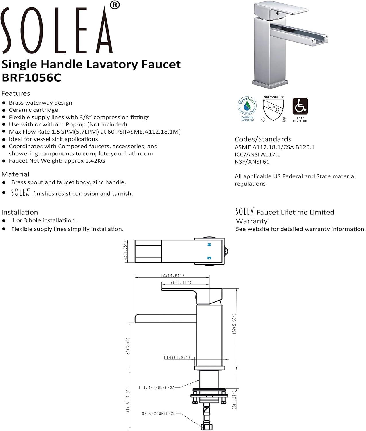 Safavieh BRF1056C Single-Hole Bathroom Faucet