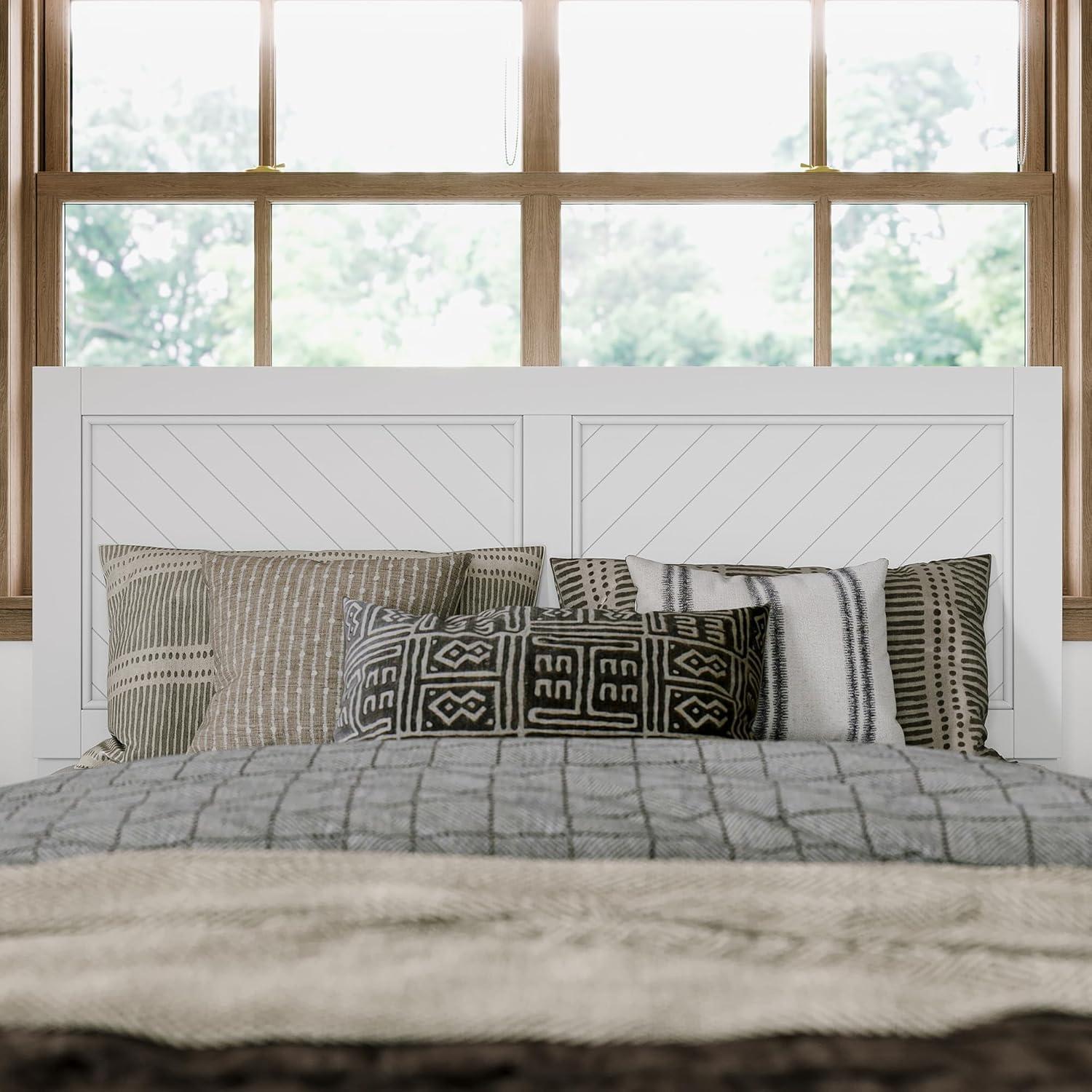 AFI Canyon Cama con Plataforma de Madera Maciza Blanca con Pie de Cama a Juego y Cajones de Almacenamiento, Completo