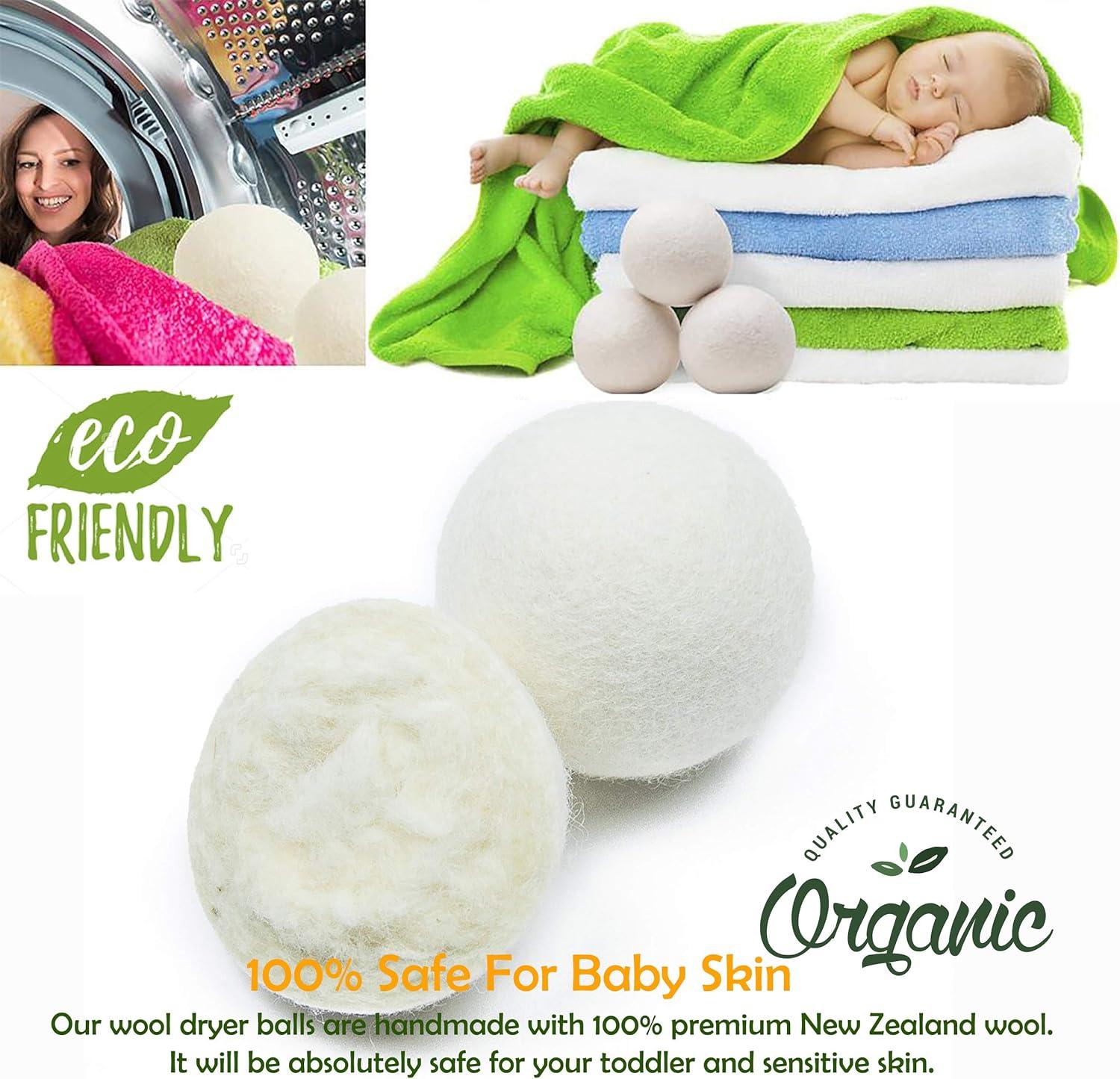 EcoJeannie® 8 pack Wool Dryer Balls - Premium XL Organic Eco-Friendly Unscented Non-Toxic Felt Laundry Balls Fabric Softener - Handmade in Nepal with 100% Natural New Zealand Premium Wool