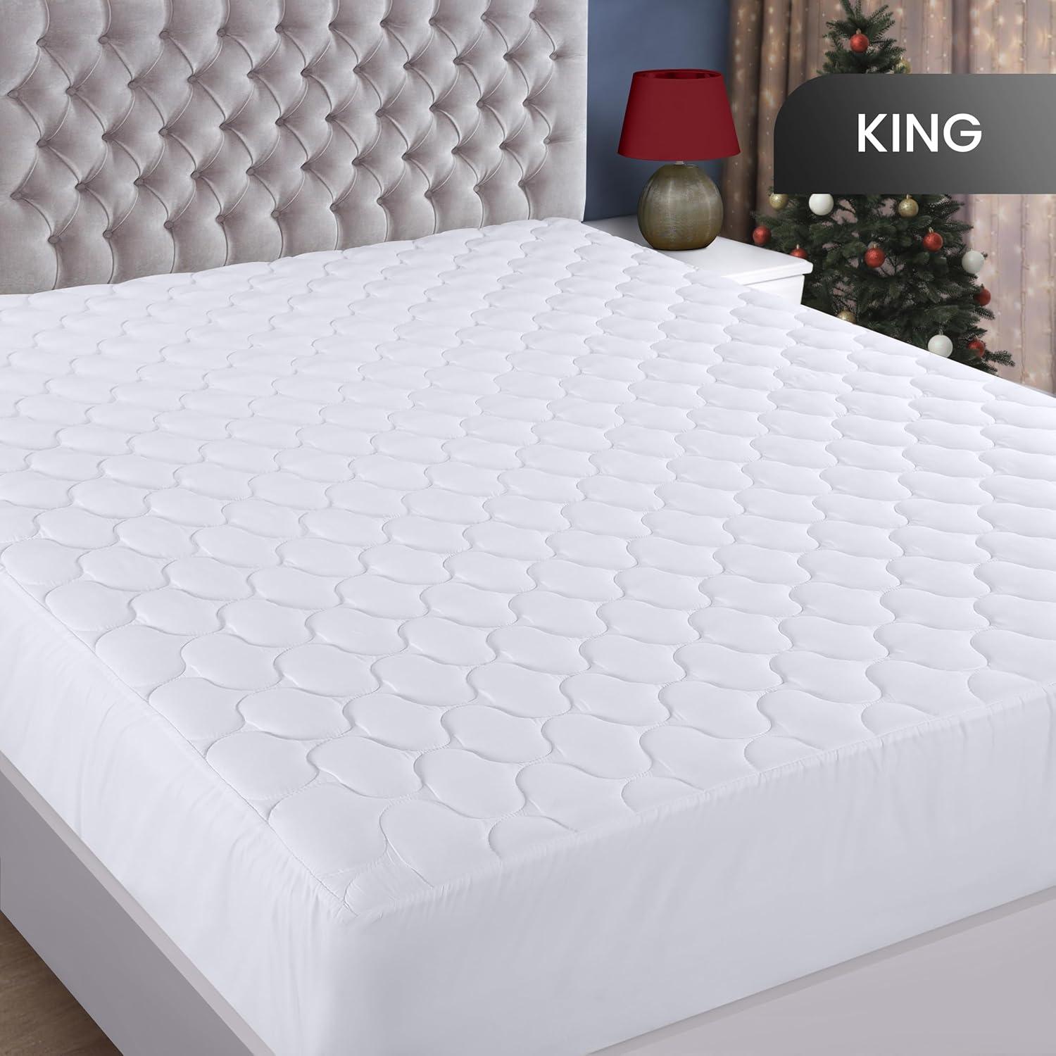 King Size White Quilted Waterproof Mattress Protector