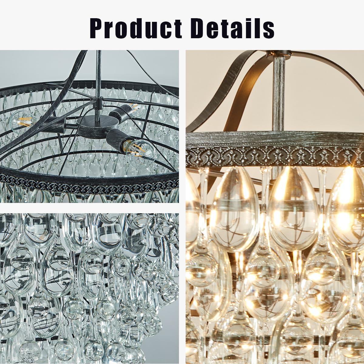 Clarissa Crystal Round Chandelier (19"-28")