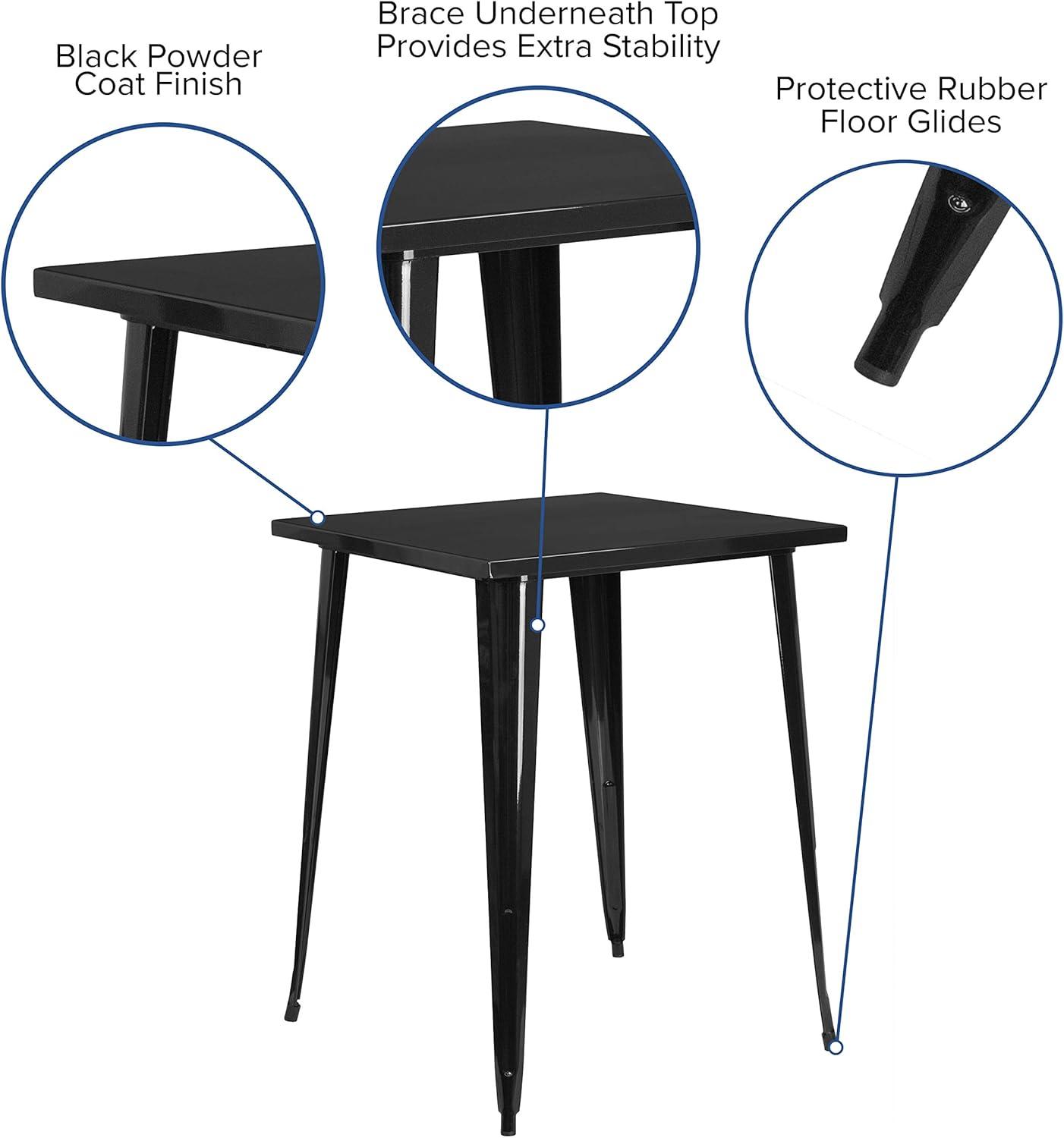 Emma and Oliver Commercial Grade 31.5" Square Black Metal Indoor-Outdoor Bar Height Table