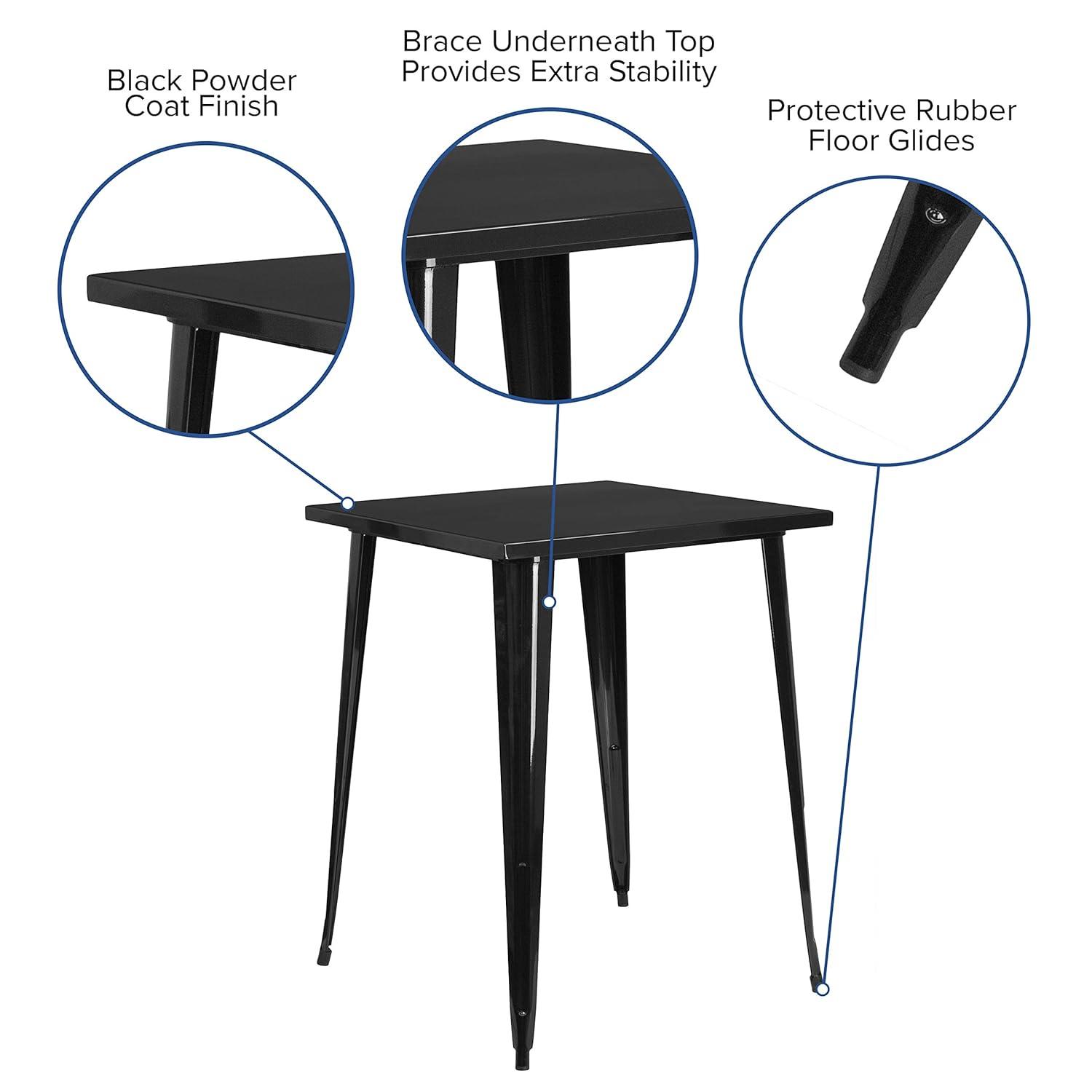 Emma and Oliver Commercial Grade 31.5" Square Black Metal Indoor-Outdoor Bar Height Table