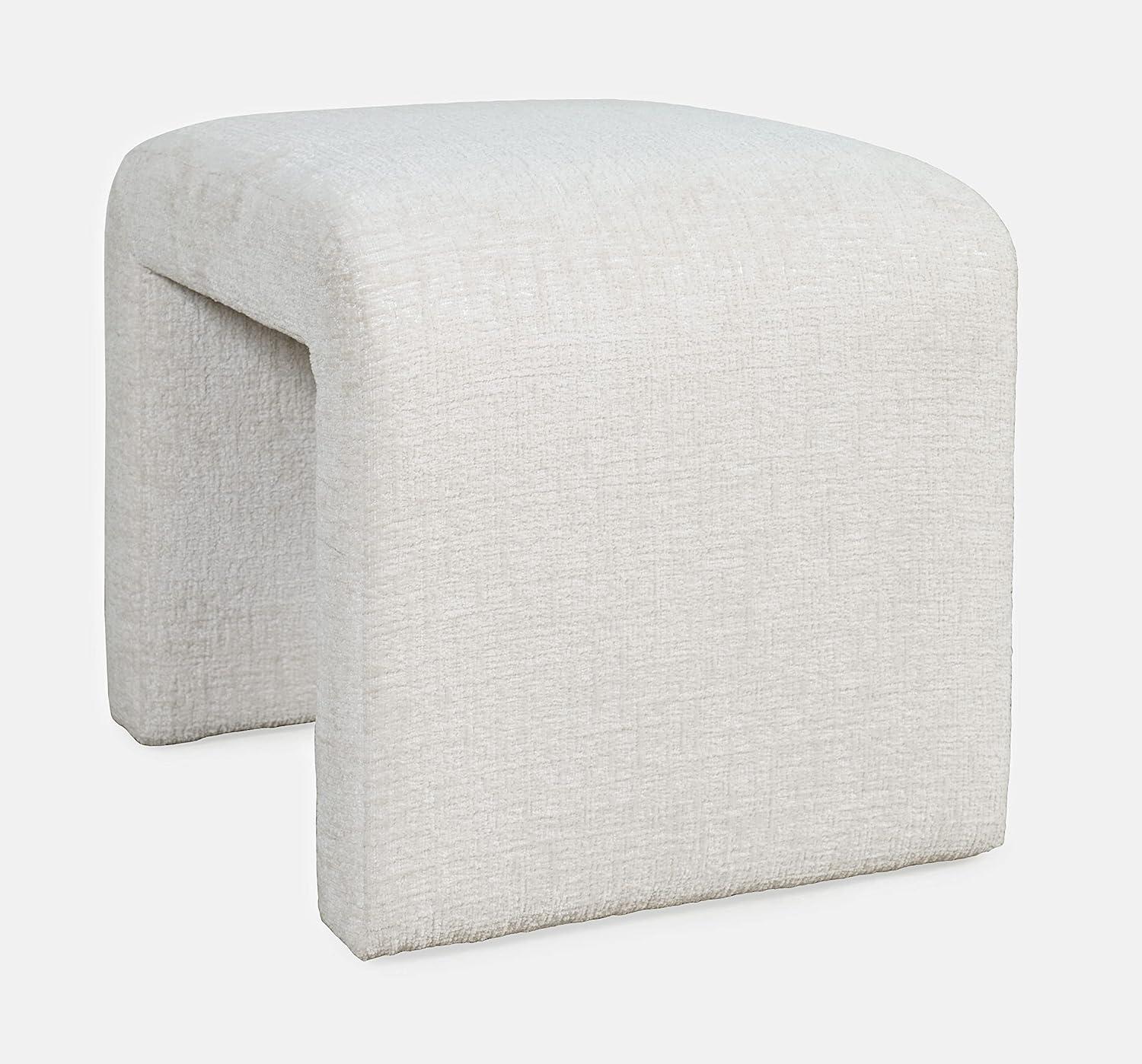 Jofran Sophia Modern Luxury Curved Upholstered Jacquard Petite Ottoman Bench - Set of 2