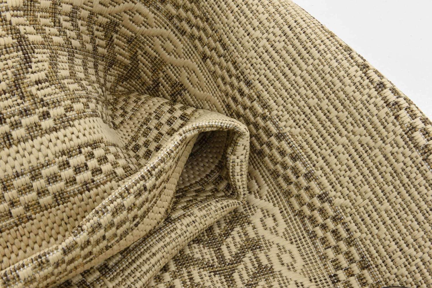 Modern Reversible Brown Stripe Synthetic Outdoor Rug 4' x 6'