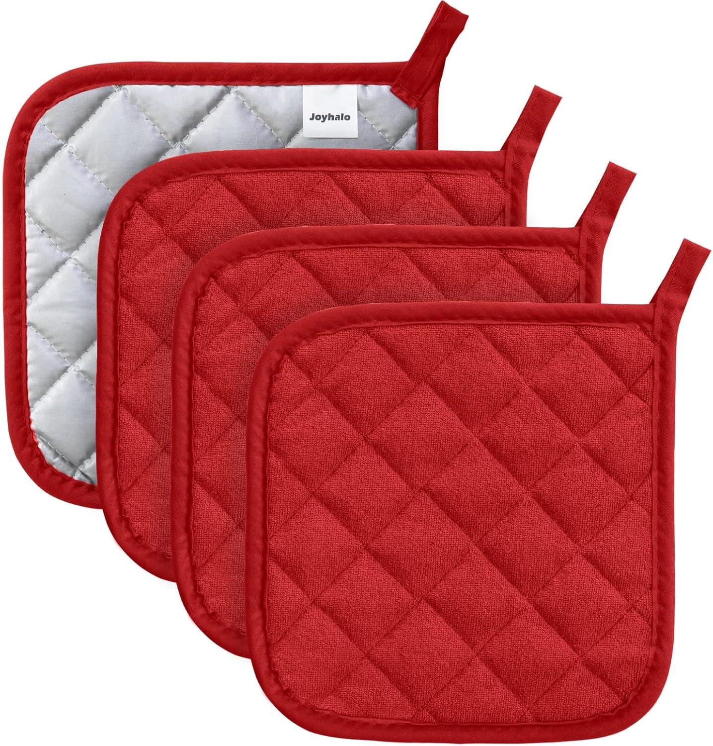 4 Pack Pot Holders for Kitchen Heat Resistant Pot Holders Sets Oven Hot Pads Terry Cloth Pot Holders for Cooking Baking