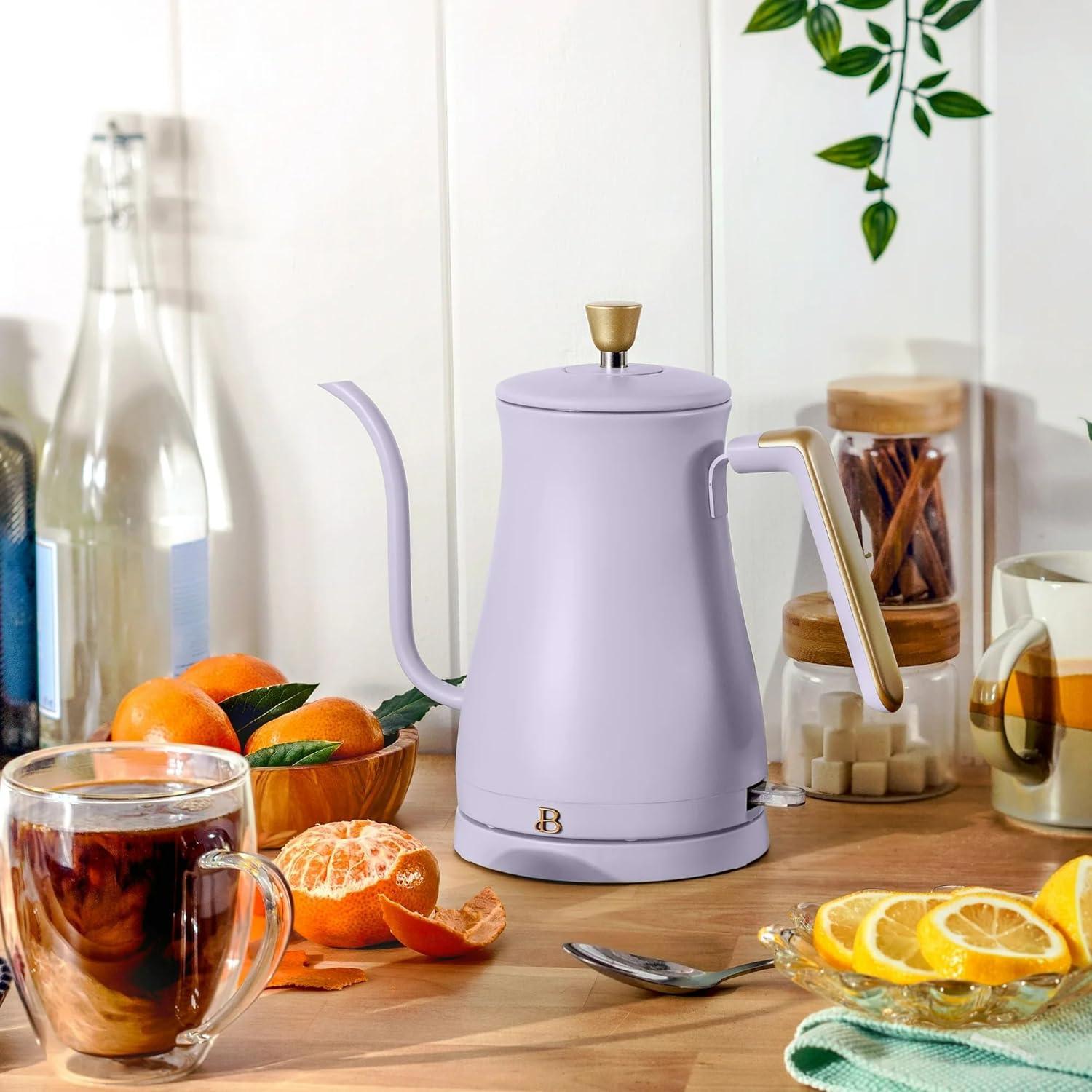 Beautiful 1-Liter Electric Gooseneck Kettle 1200 W, Lavender by Drew Barrymore