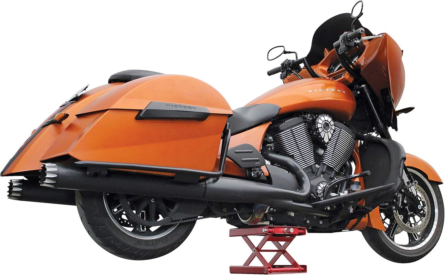 Extreme Max 5001.5044 1100 lb. Motorcycle Scissor Jack for Repair and Maintenance - Wide Non-Slip Padded Deck (9" x 15-1/8")