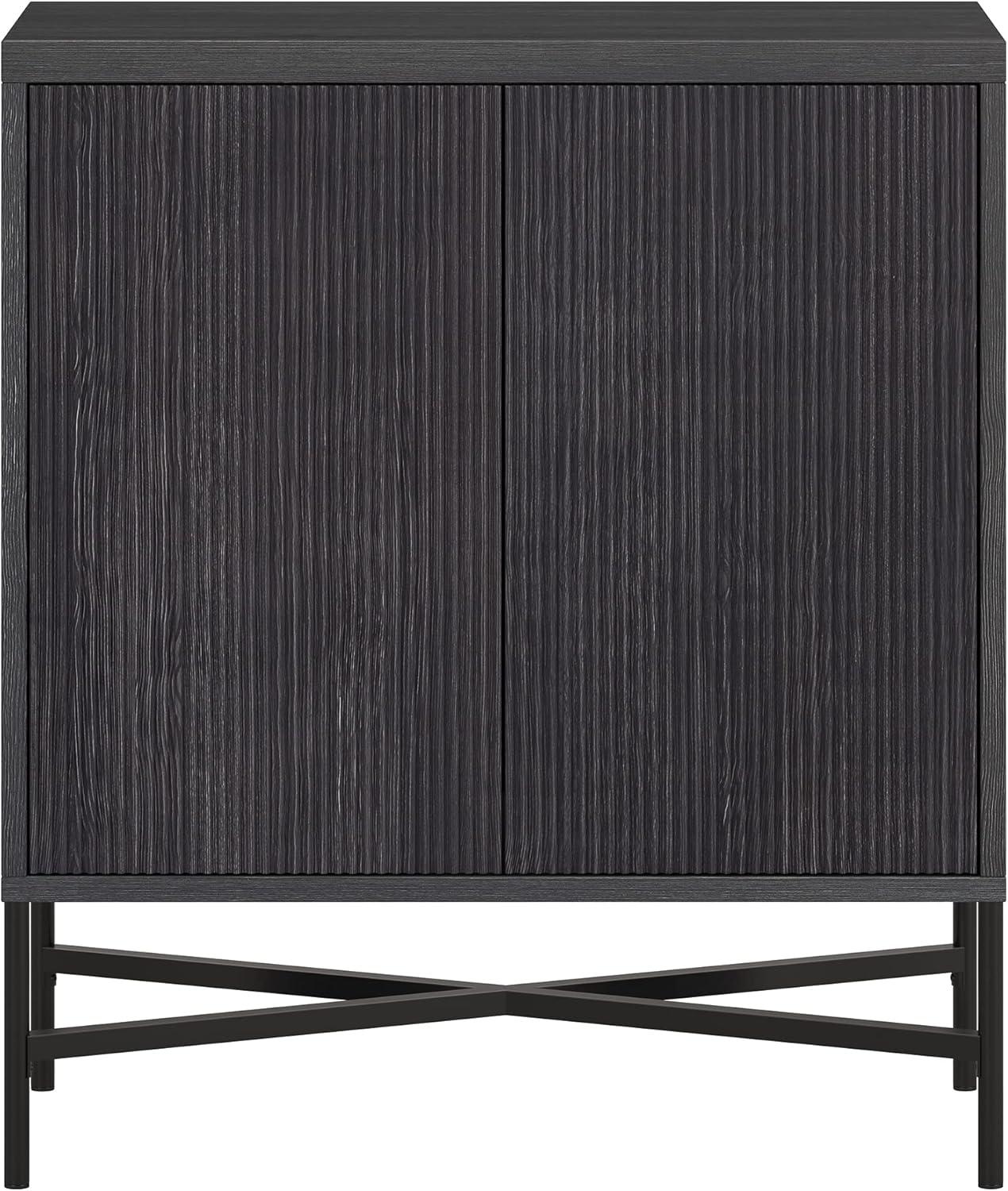 Brighton 28" Charcoal Gray Ribbed Accent Cabinet with Adjustable Shelving