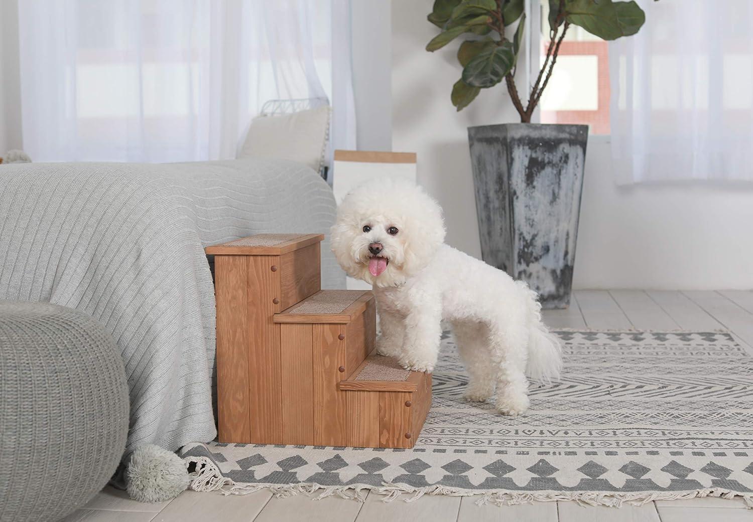 Canadian Hemlock Wooden Pet Stairs with Storage