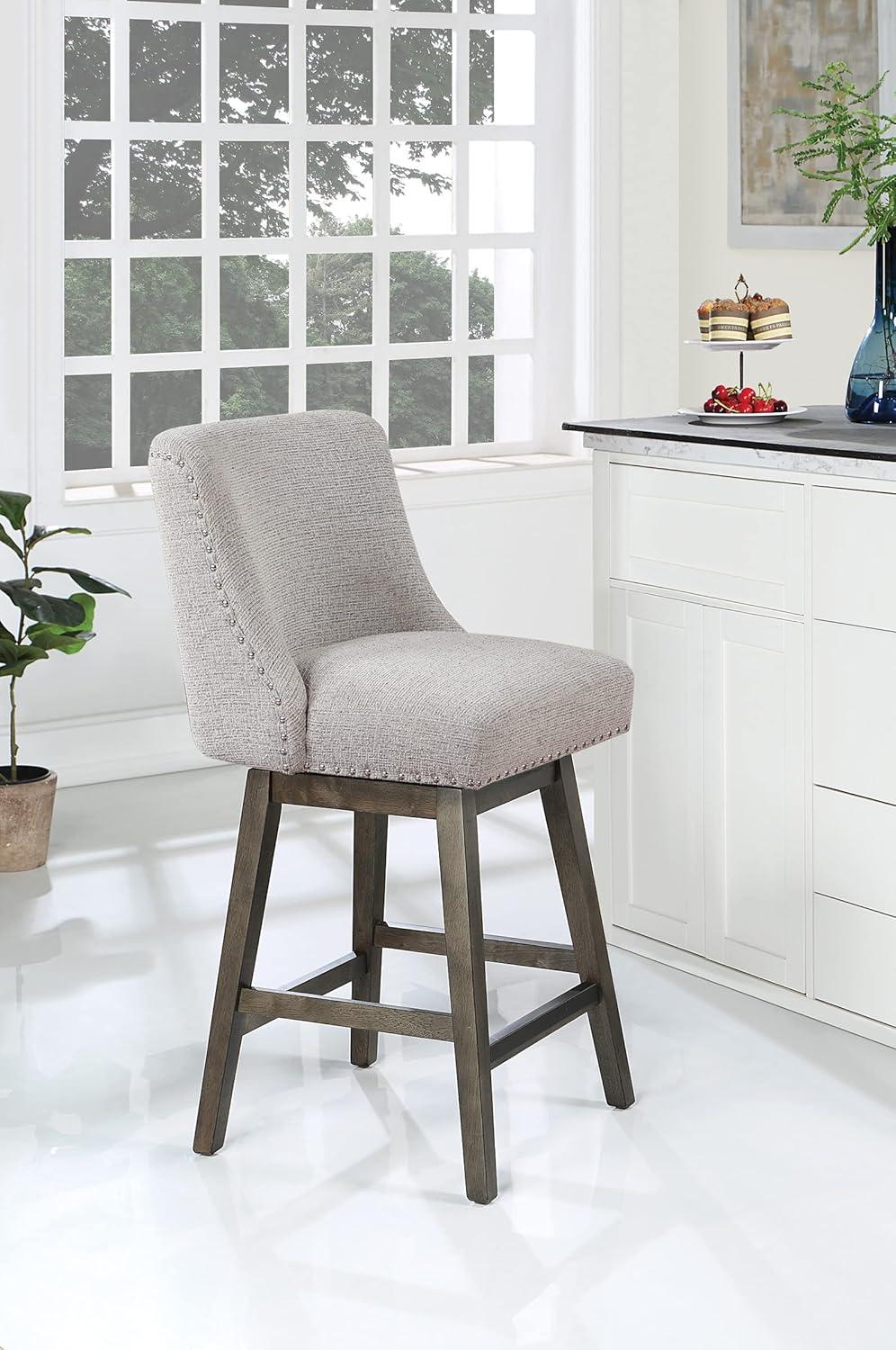 Swivel Upholstered 26'' Counter Stool with Solid Wood Frame