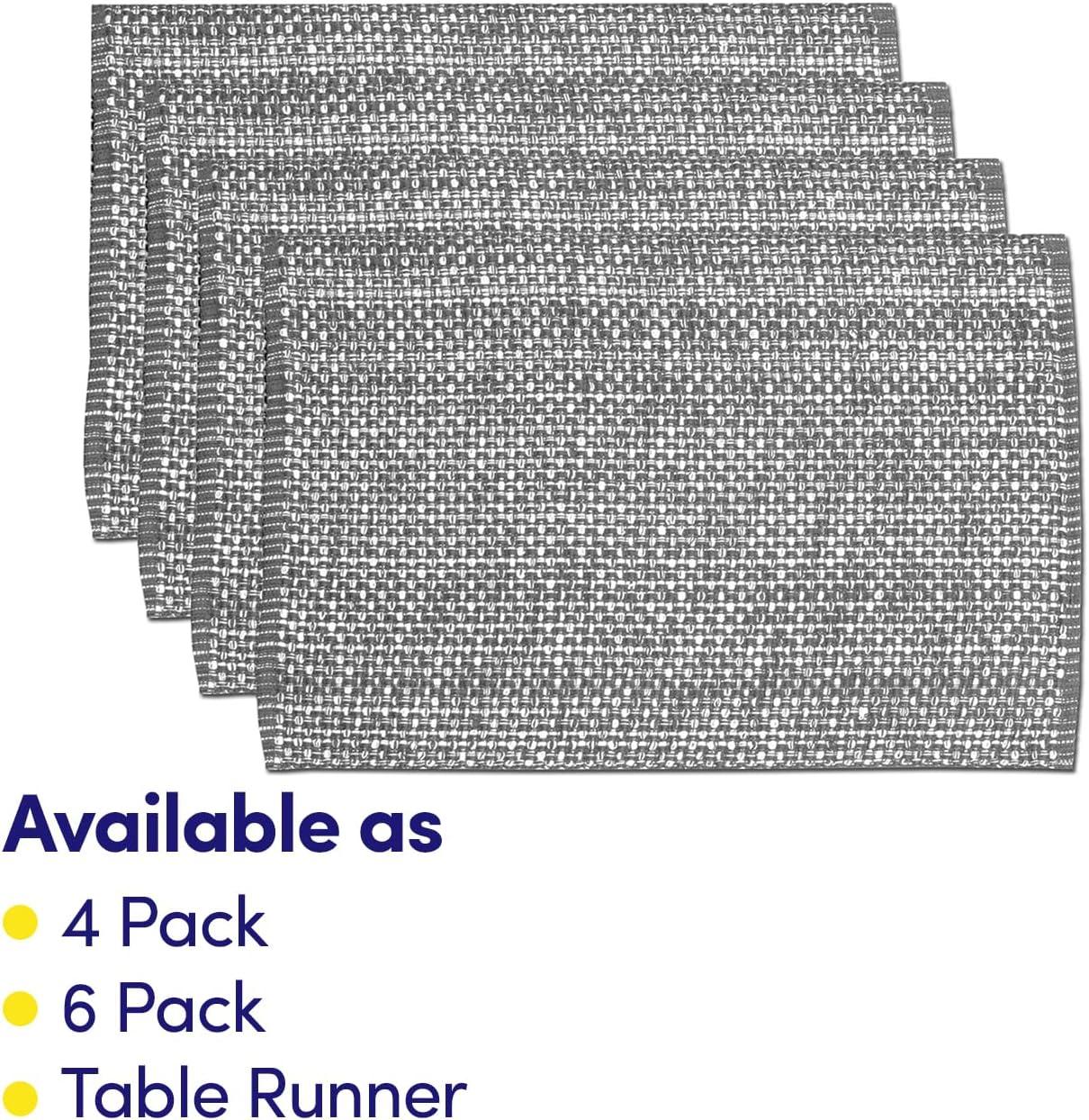 Sweet Home Collection 100% Cotton Placemats for Dining Room Rectangle Two Tone Woven Fabric 13" x 19" Soft Durable Table Mat Set, Set of 4, Gray