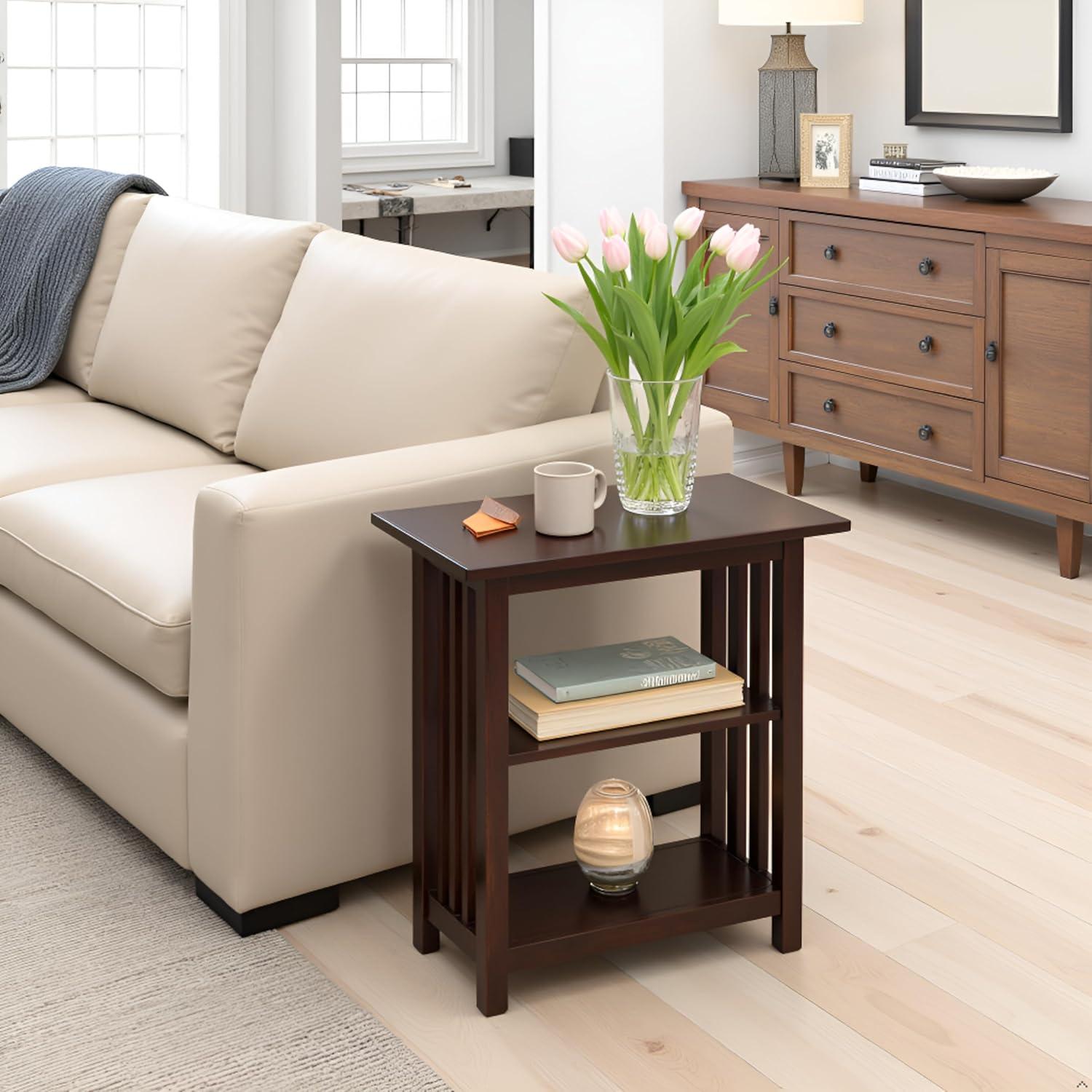 2-shelf End Table Wood Espresso - Alaterre Furniture