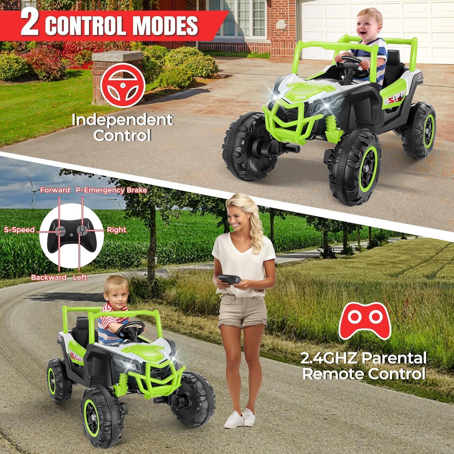 Hikole 24 Volt Ride On Toys for Big Kids, 2 Seater Electric Truck Car Side by Side Electric Vehicle with Music, Bluetooth, 3 Speeds, Soft Braking, Kids UTV for Boys Girls-Purple