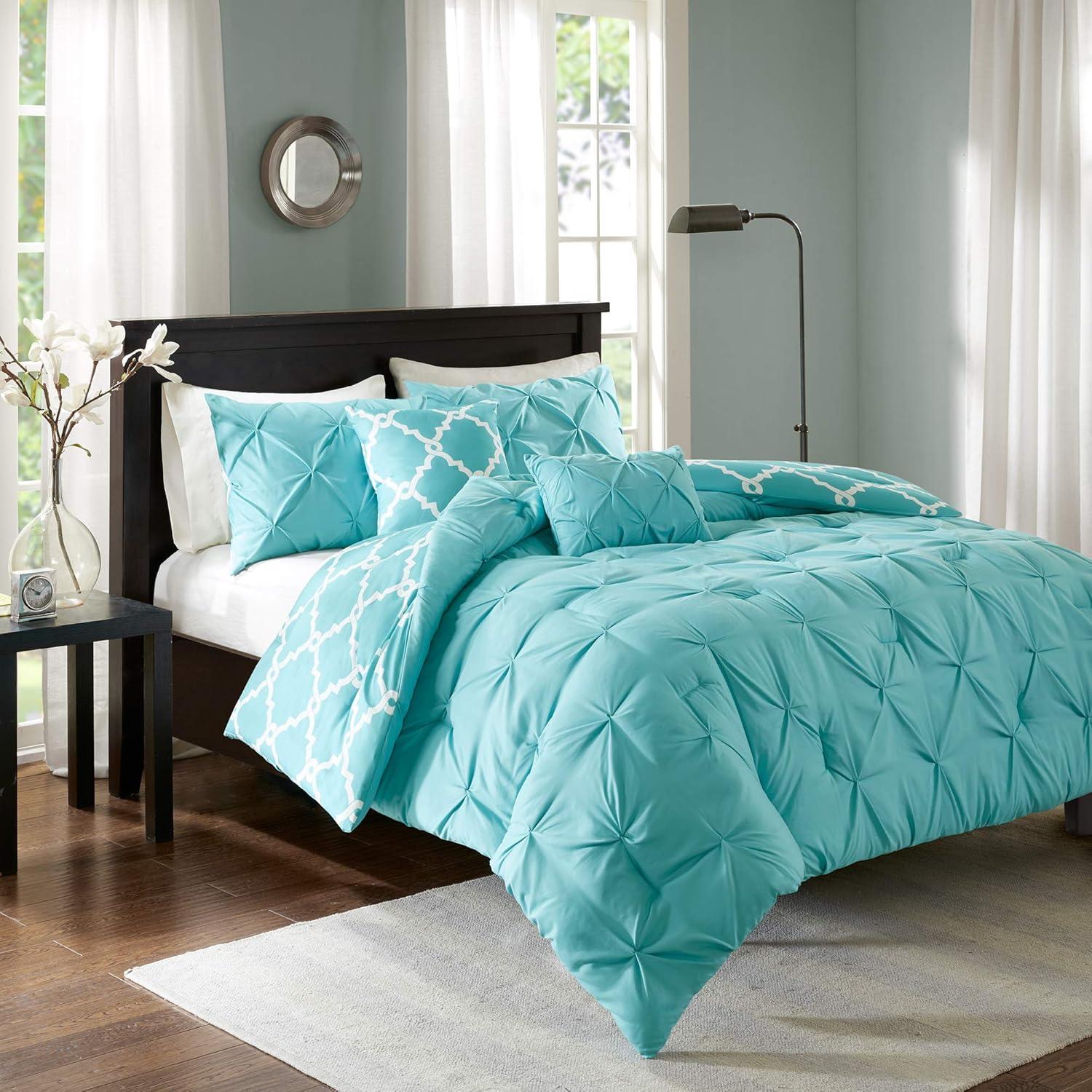 King Aqua and Grey Reversible Microfiber Comforter Set