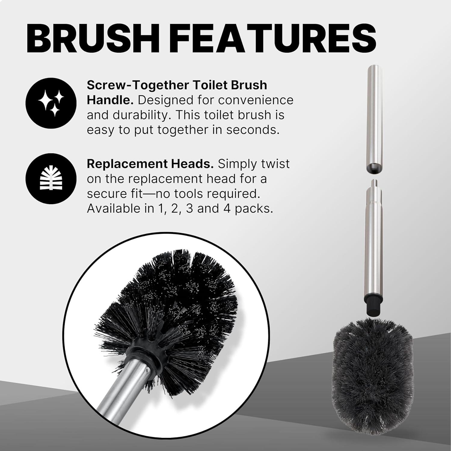 ToiletTree Products Toilet Scrubber Brush with Holder Set, Stainless Steel, Chrome