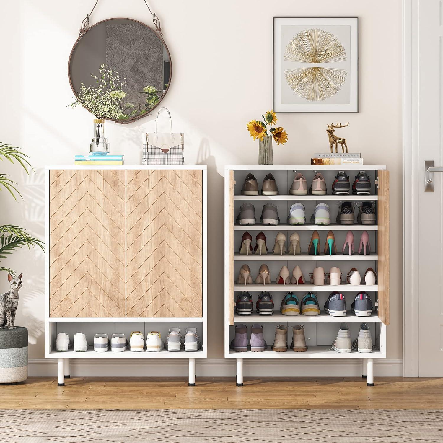 18 Pair Shoe Cabinet Shoe Rack Organizer Cabinet with Door