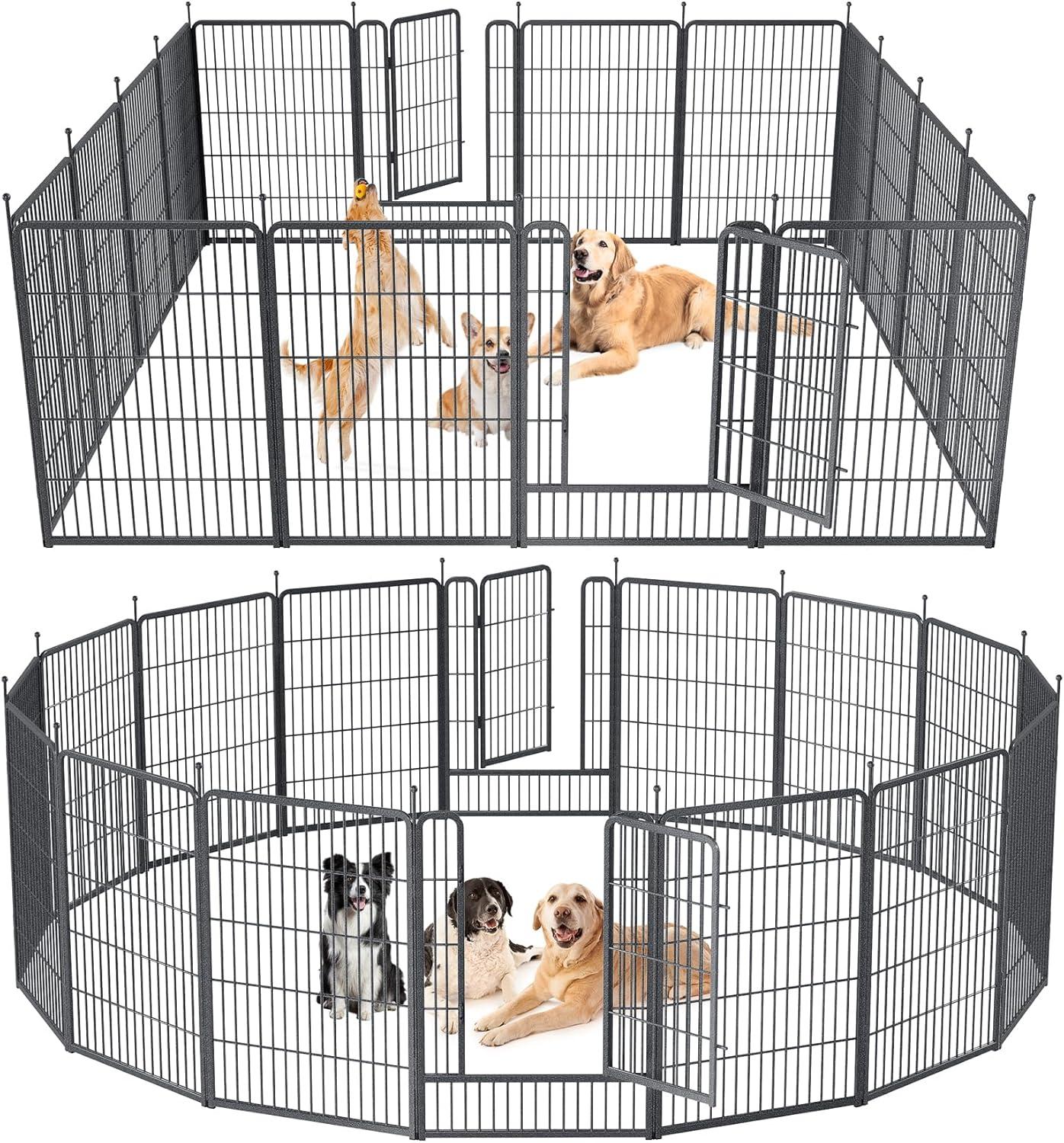 Monasem Dog Playpen Outdoor, 16 Panels 40" Height Dog Fence(Black)