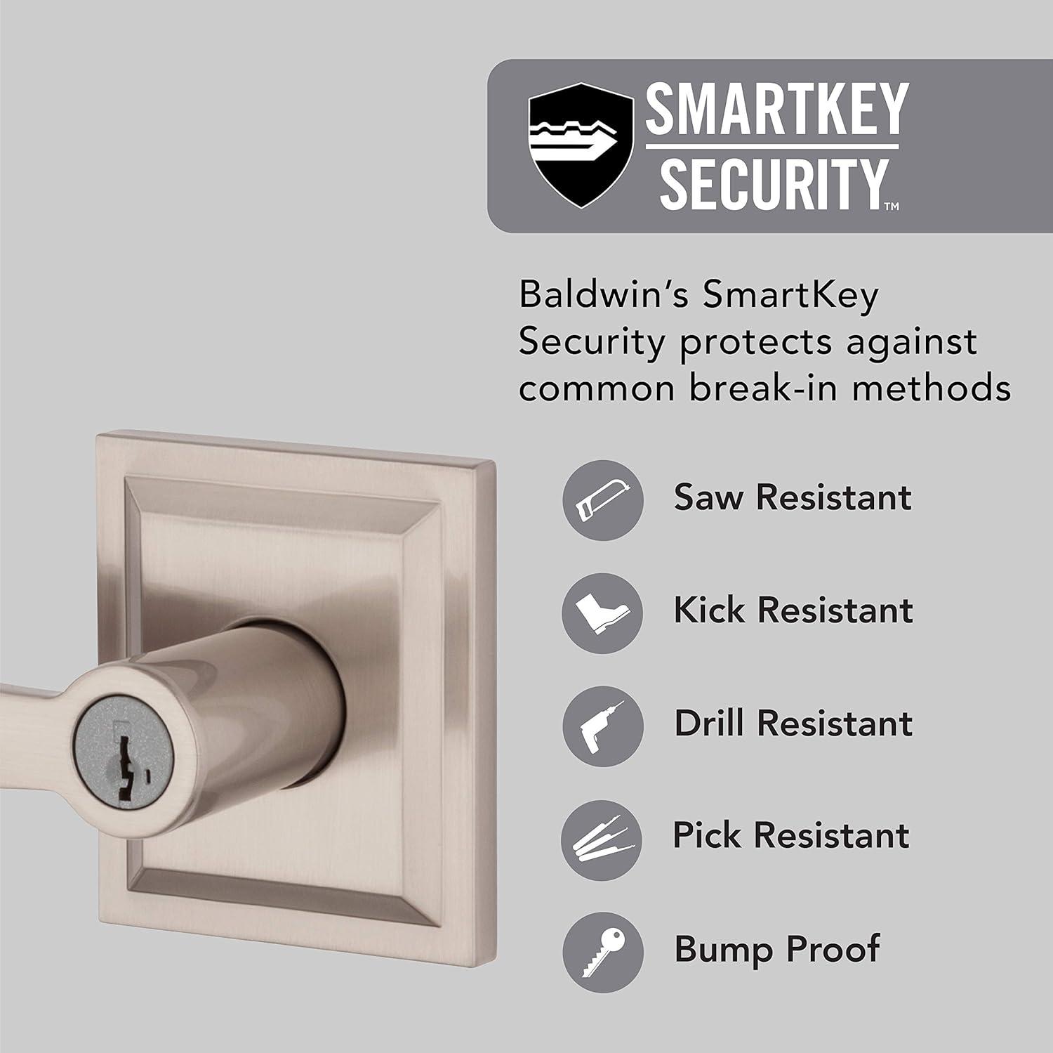Baldwin Torrey Low Profile Rose Keyed Entry Lever Featuring Smartkey in SN