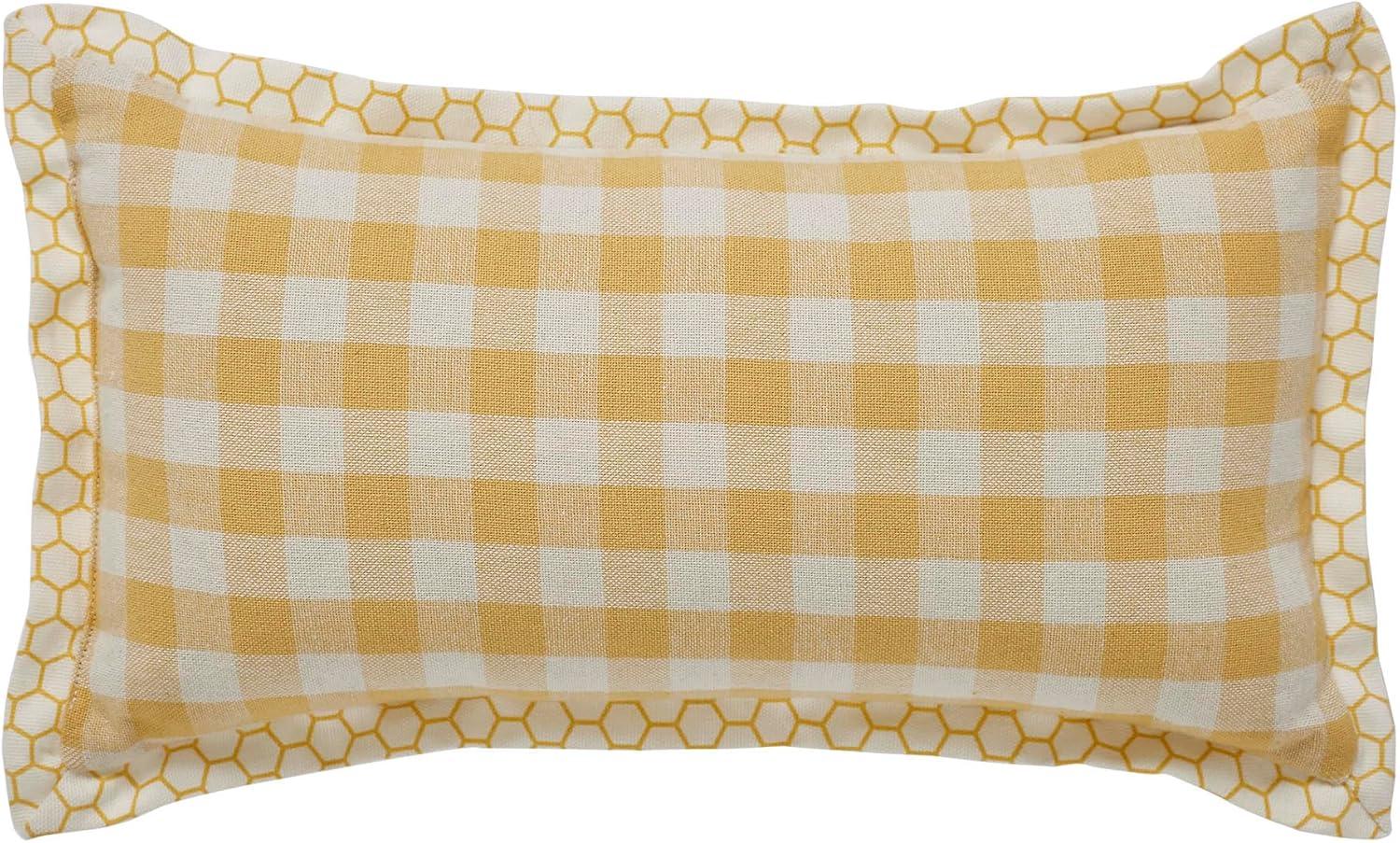 Buzzy Bees Plaid Cotton Reversible Throw Pillow