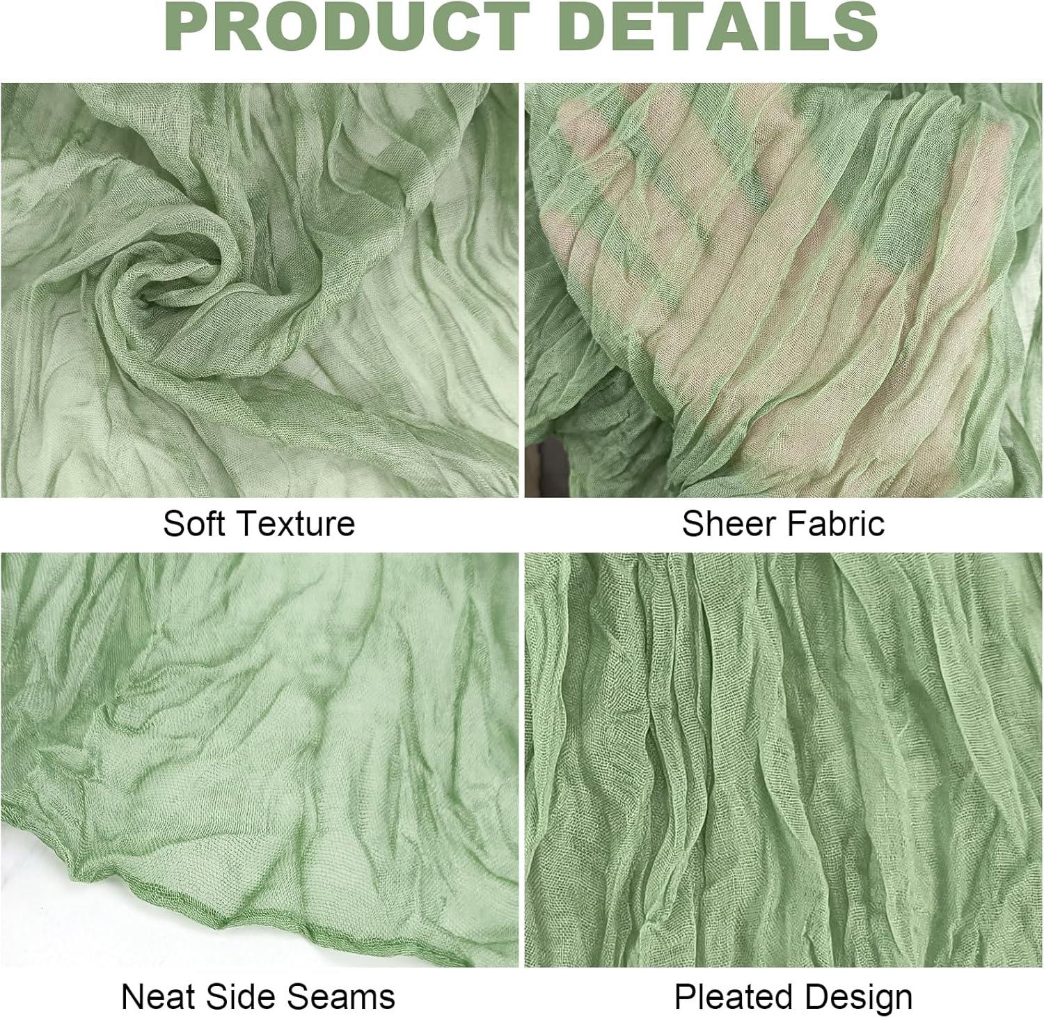 Mint Green Cheesecloth Table Runner 6 Pack 35" Boho Gauze Runner 120 inches Long Tablecloth Runner Rustic Sheer Fabric Bulk for Baby Shower Wedding Bridal Birthday Party Table Decorations