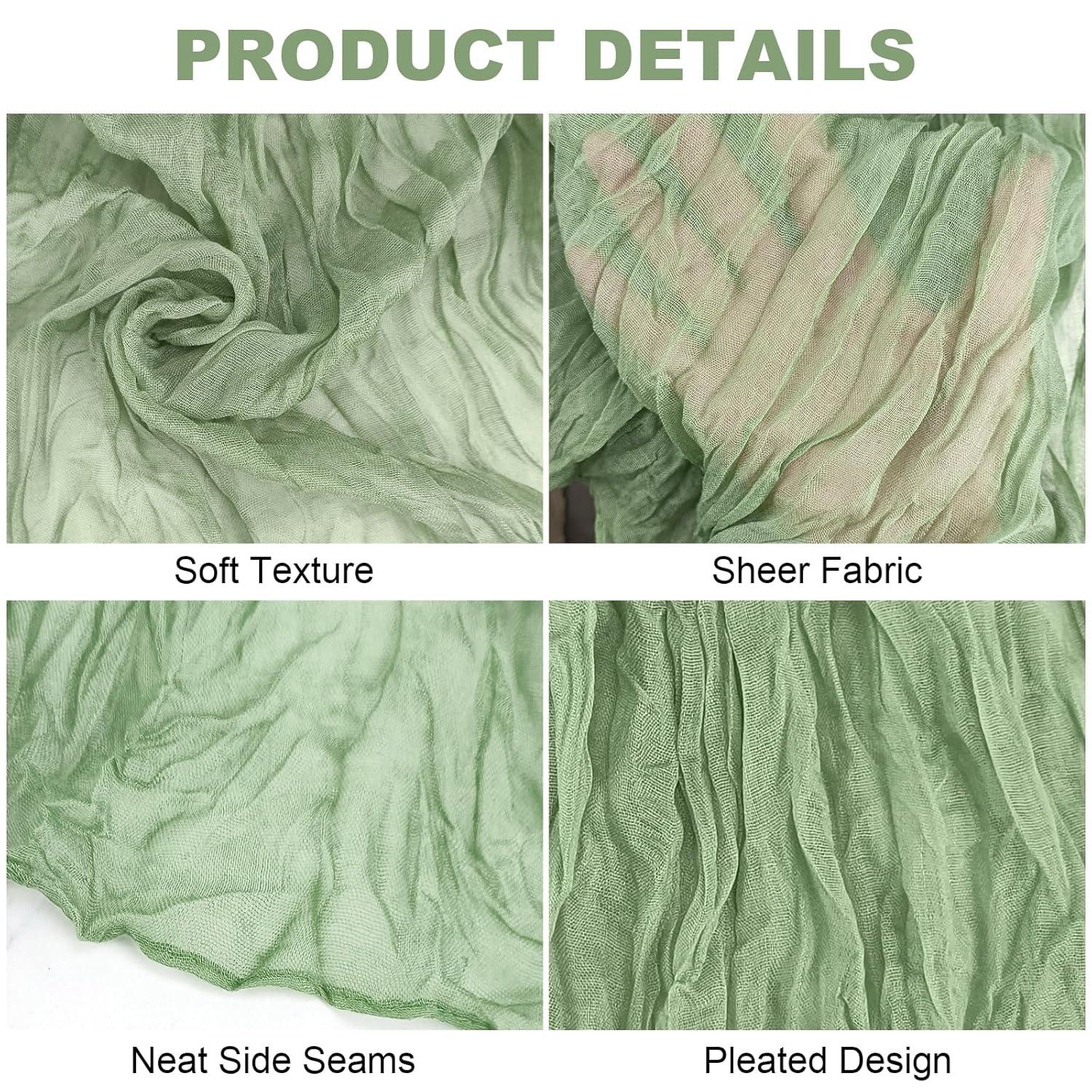 Mint Green Cheesecloth Table Runner 6 Pack 35" Boho Gauze Runner 120 inches Long Tablecloth Runner Rustic Sheer Fabric Bulk for Baby Shower Wedding Bridal Birthday Party Table Decorations