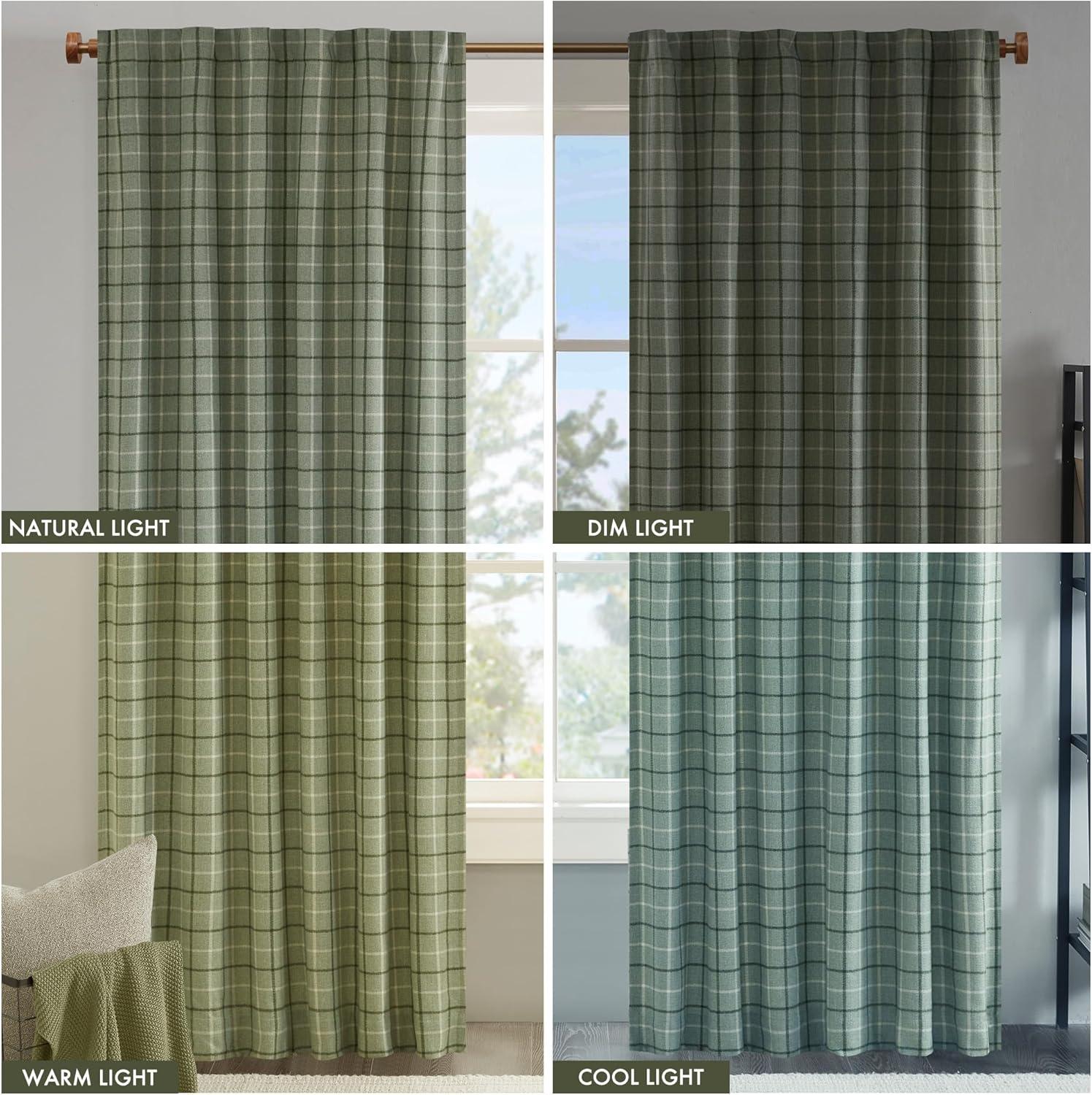 Anaheim Woven Plaid Room Darkening Thermal Fleece Lined Single Curtain Panel