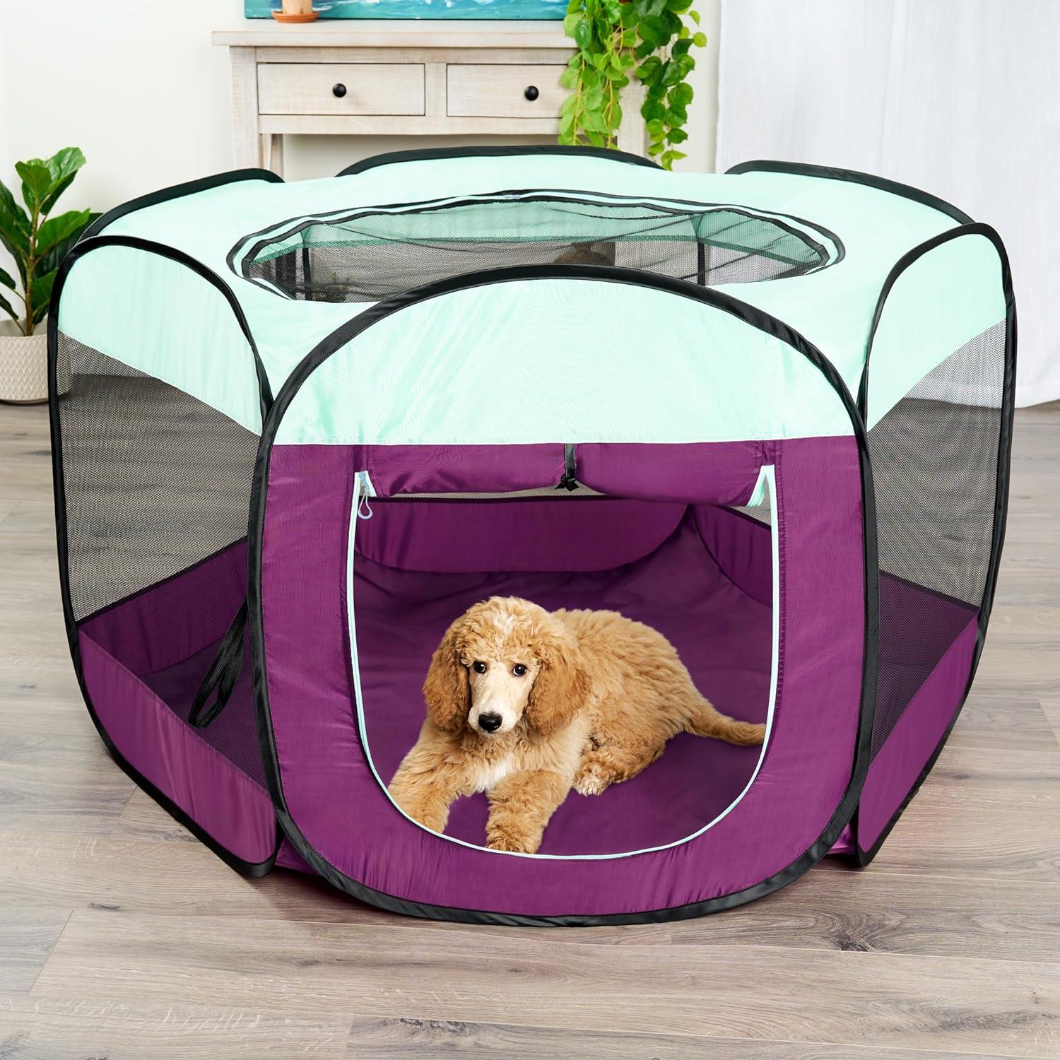 6 Panel Mesh Pet Playpen With Door