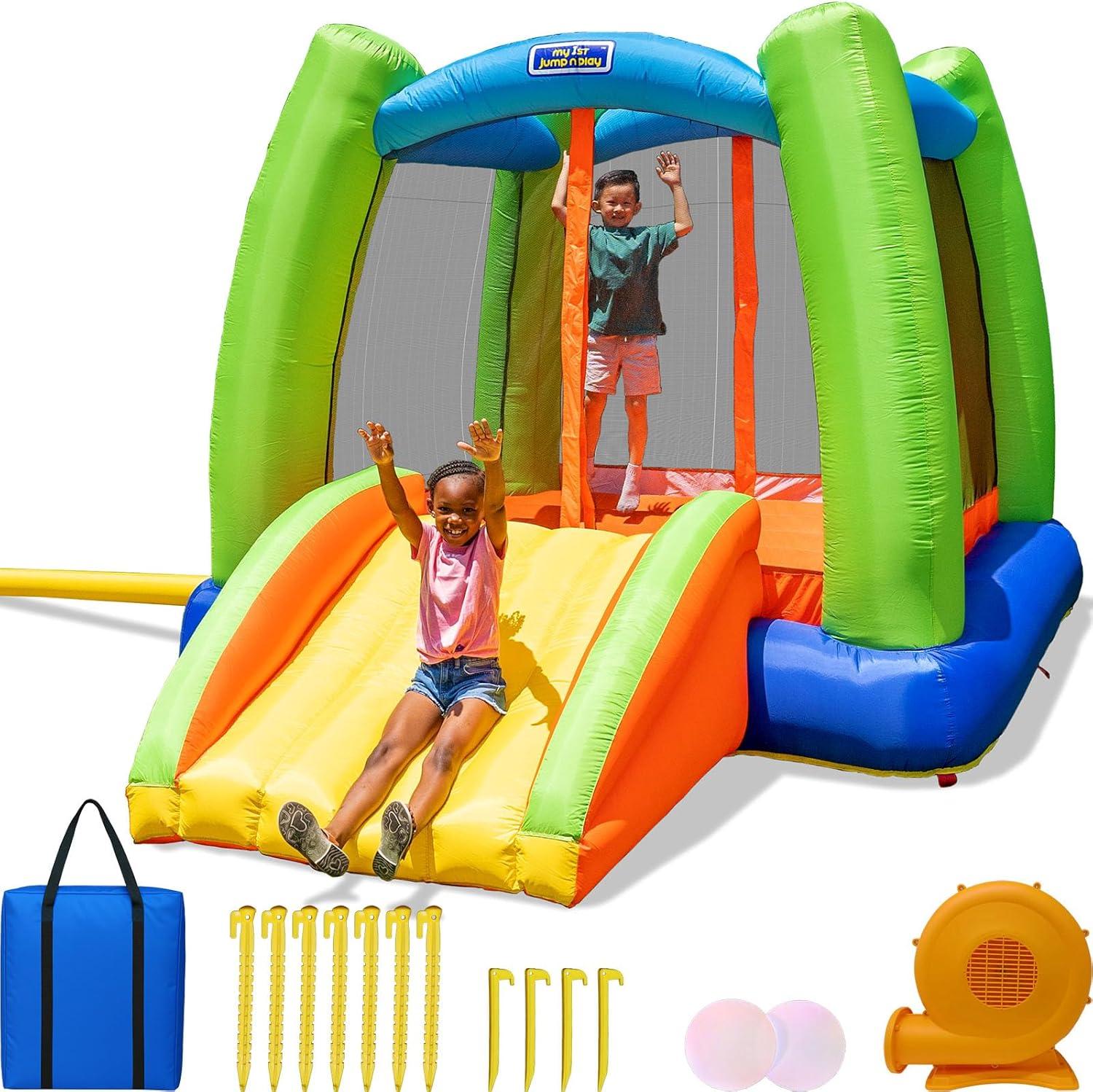 Sportspower My 1st Jump 'n Play, 12 feet Inflatable Bounce House with Lifetime Warranty on Blower, Great for Kids Aged 3-8