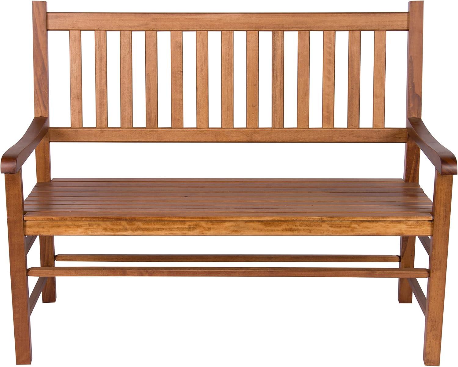 Shine Company Traditional Hardwood Patio Porch Garden Bench in Brown