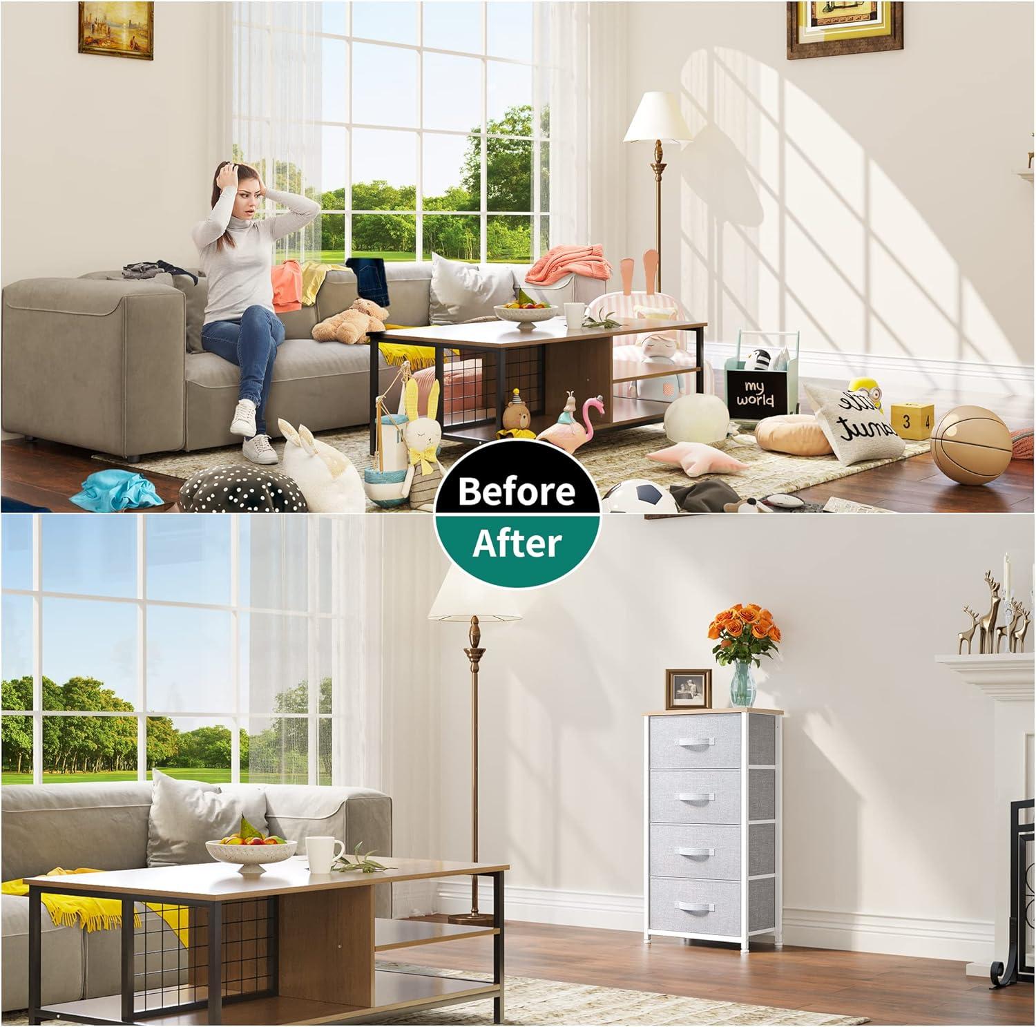 YITAHOME 8 Drawers Dresser - Fabric Storage Tower, Organizer Unit for Room, Living Room & Closets - Sturdy Steel Frame, Easy Pull Fabric Bins & Wooden Top