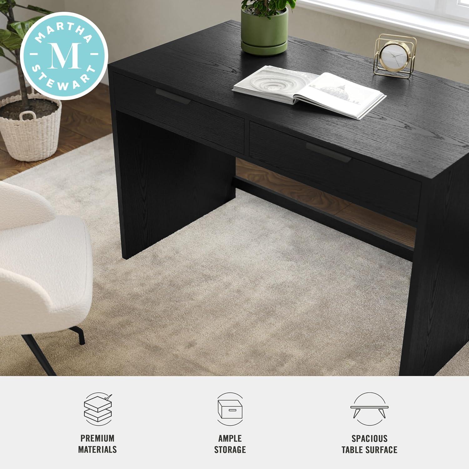 Martha Stewart Kayden Home Office Modular 2 Drawer Desk in Black with Oil Rubbed Bronze Hardware