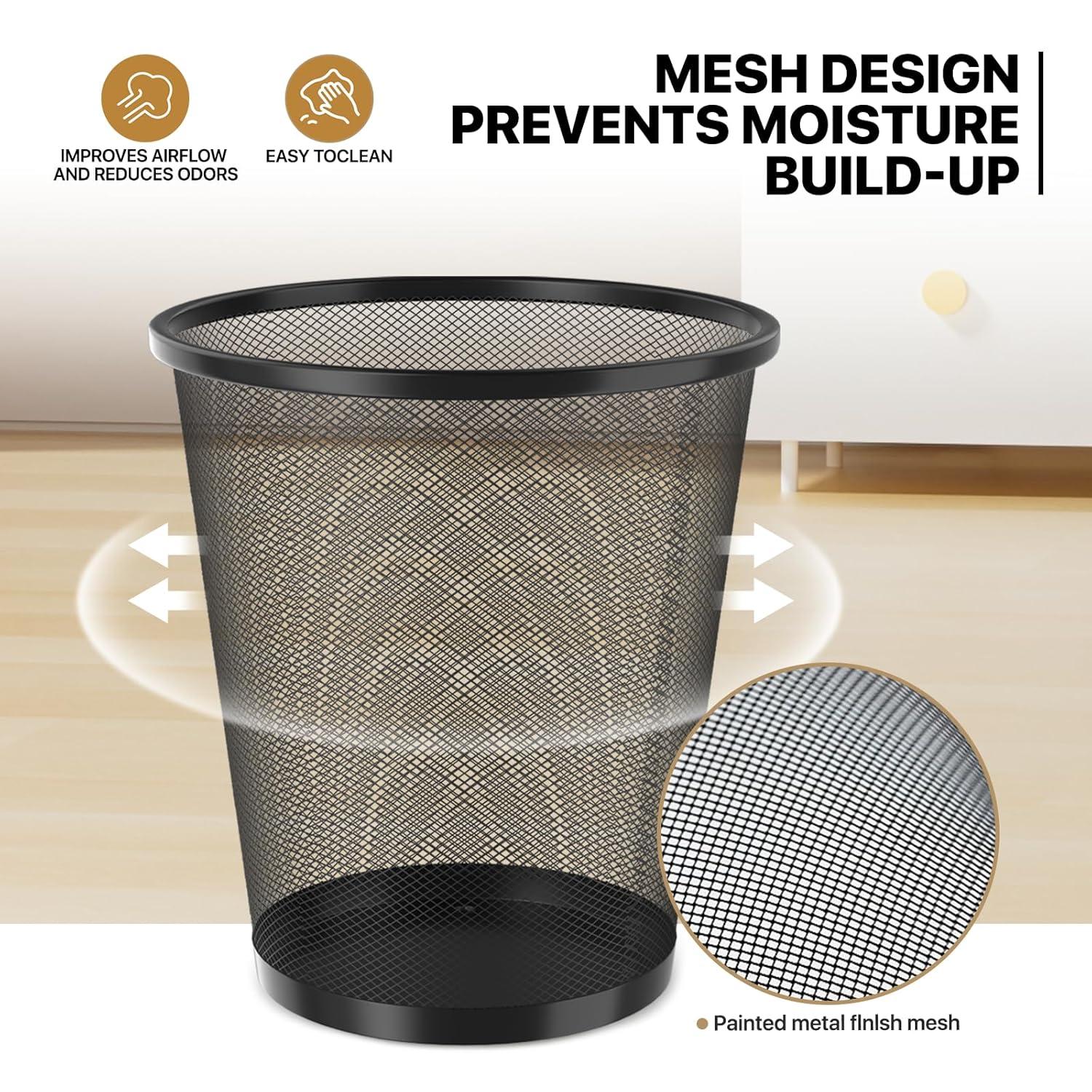 5 Gallon Mesh Trash Cans Wastebaskets Waste Basket Recycling Garbage Container Bin for Home Office (Set of 2)